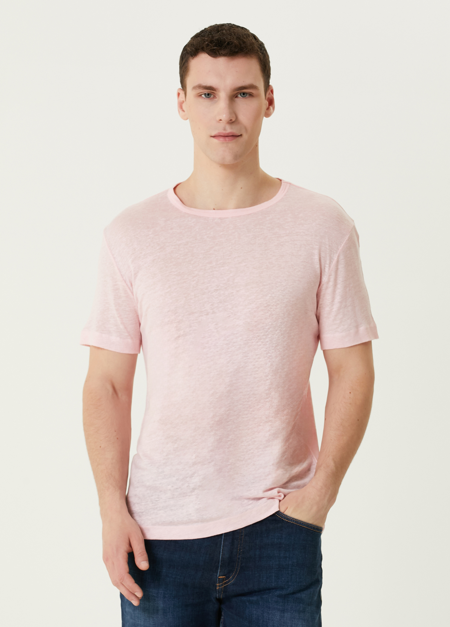 Pembe Keten T-shirt