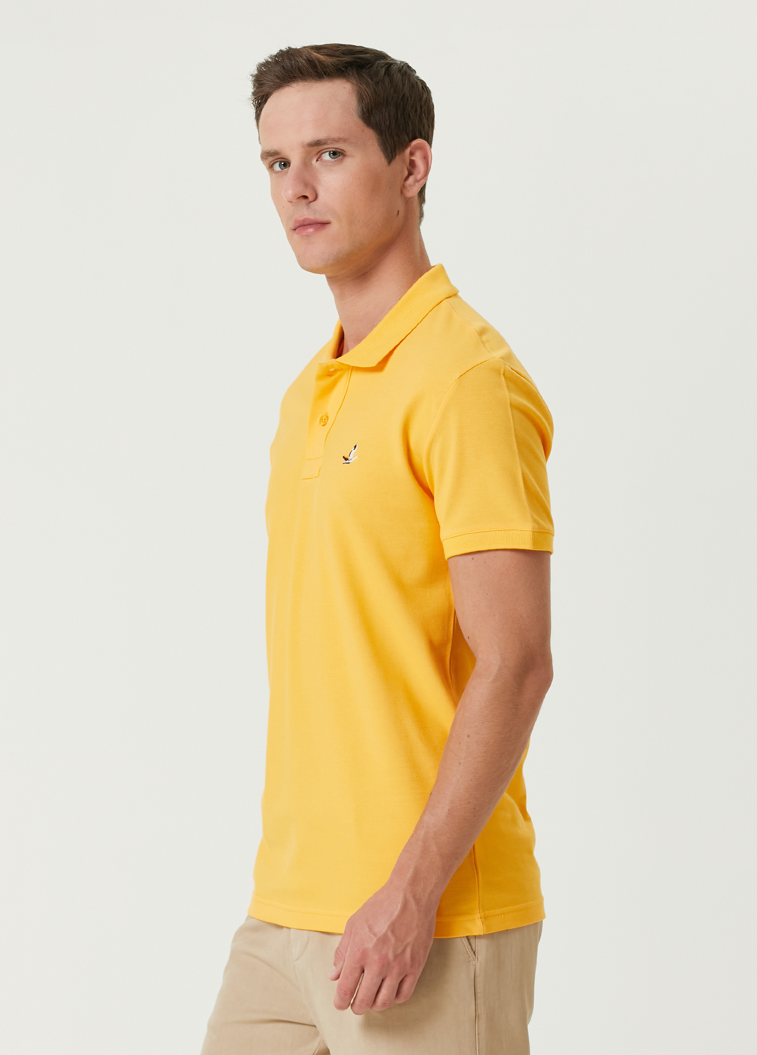 Slim Fit Sarı Polo Yaka T-shirt_2