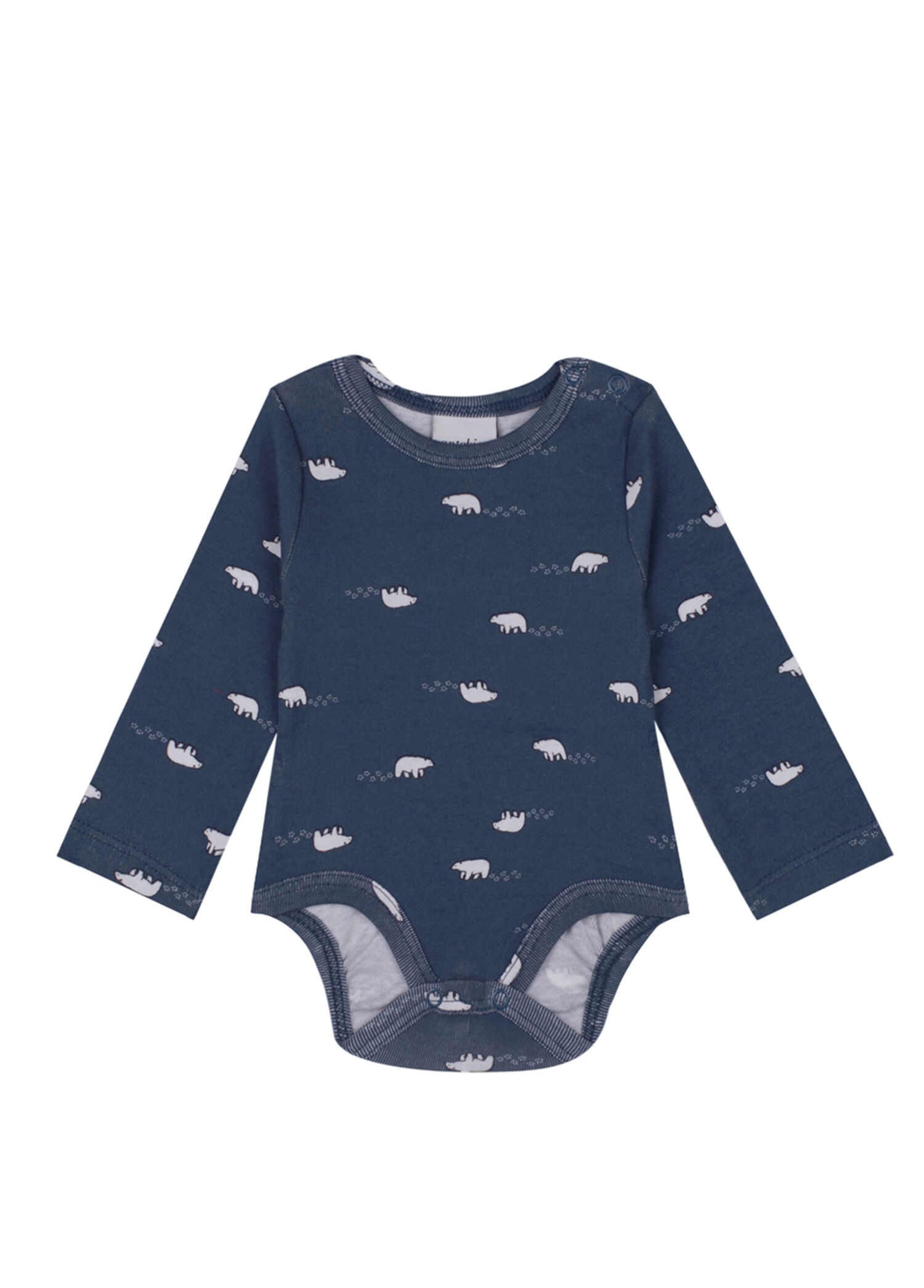 Lacivert Kutup Ayısı Desenli Uzun Kollu Unisex Bebek Body