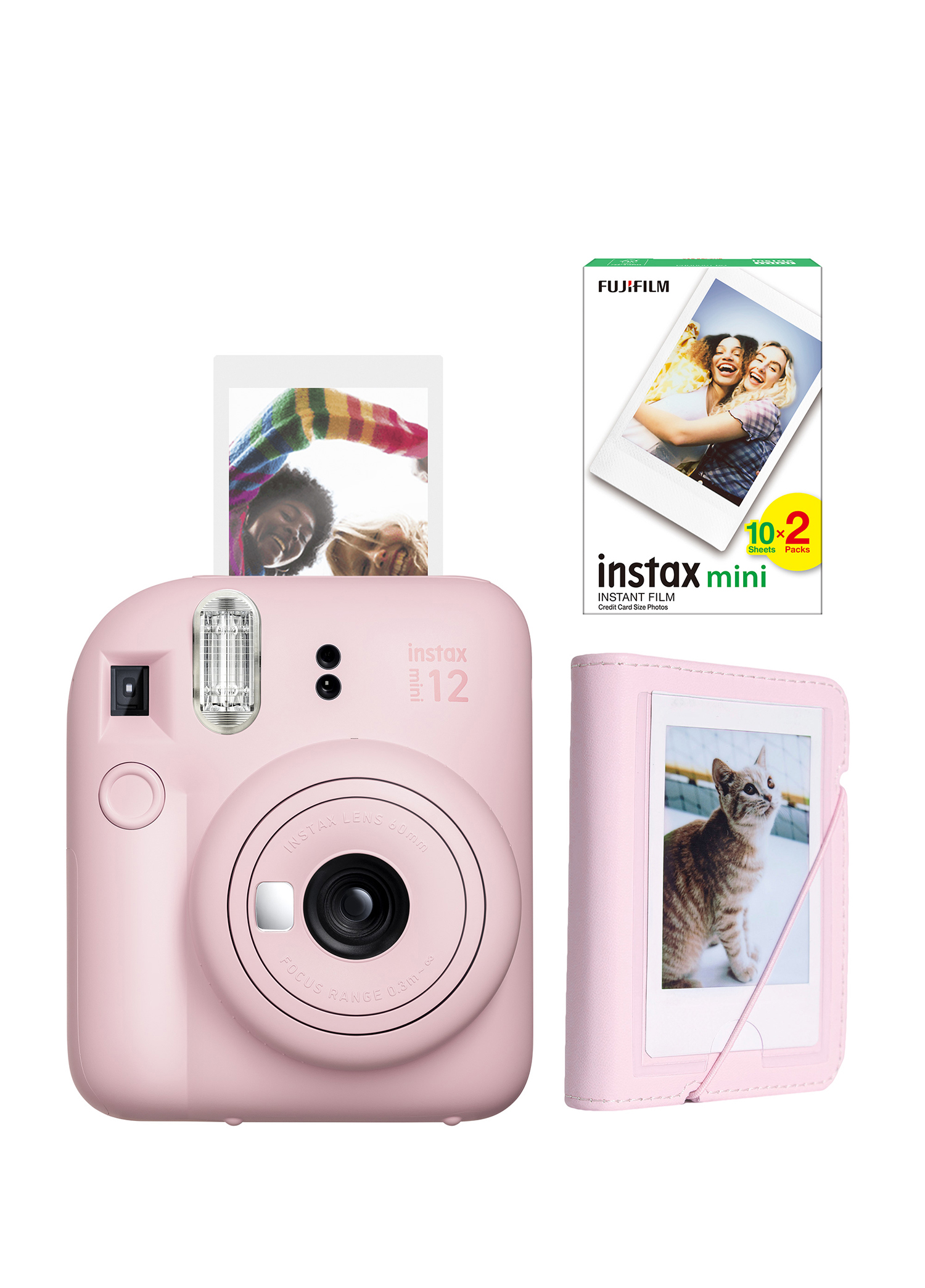 Instax Mini 12 Pembe Fotoğraf Makinesi + 20'li Film ve Mini Albüm Seti