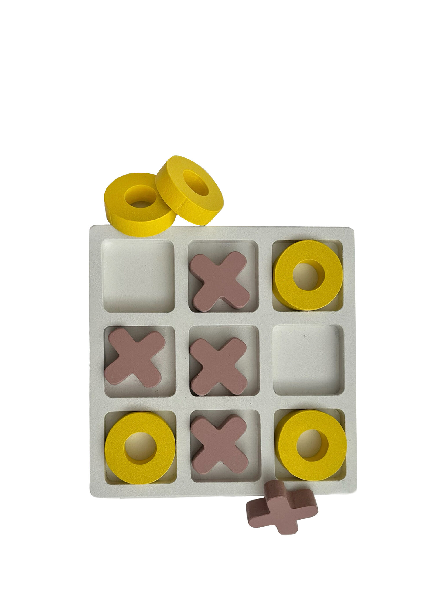 Tic Tac Toe Beyaz Pembe Sarı Ahşap Oyuncak