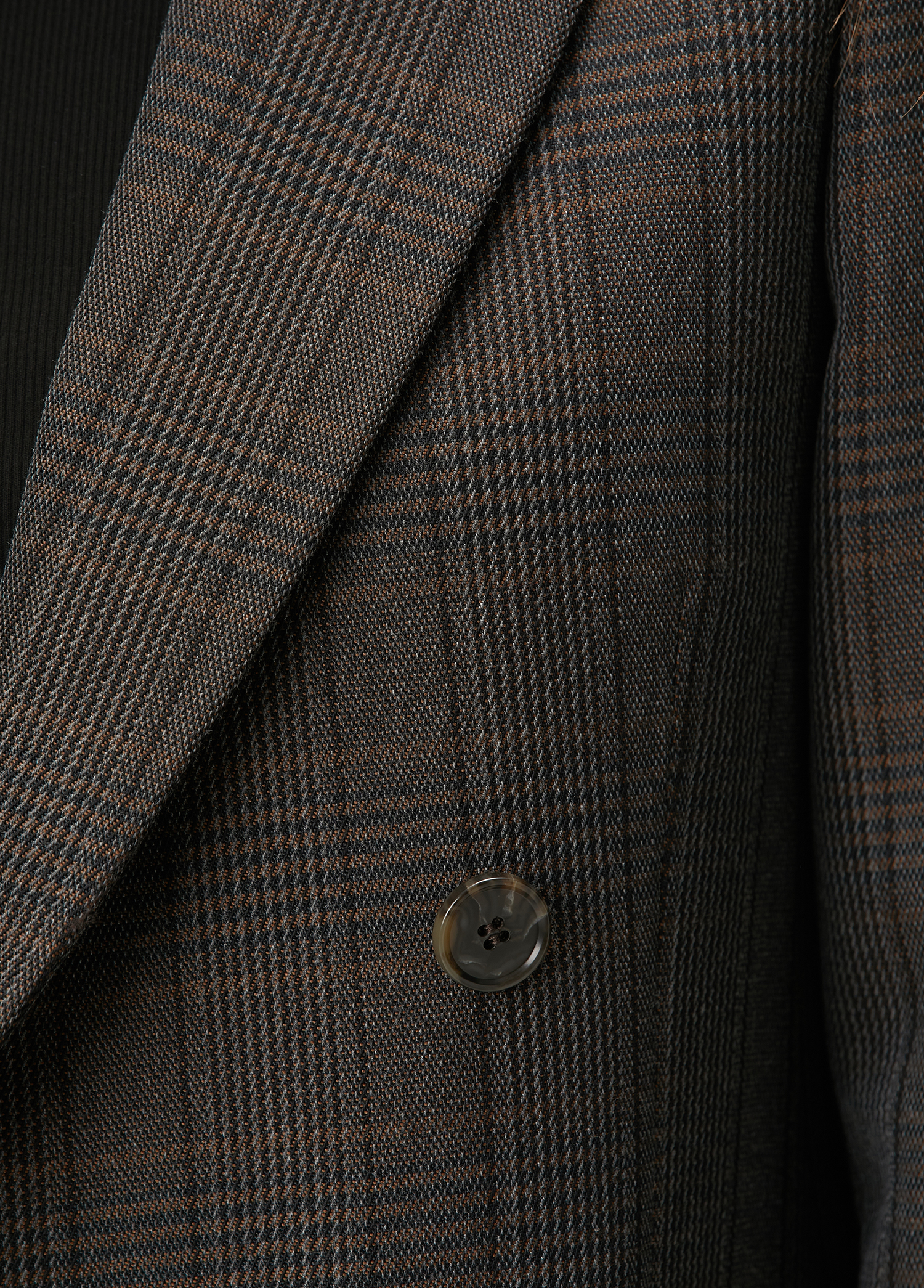 Antrasit Ekoseli Kruvaze Yün Blazer_6