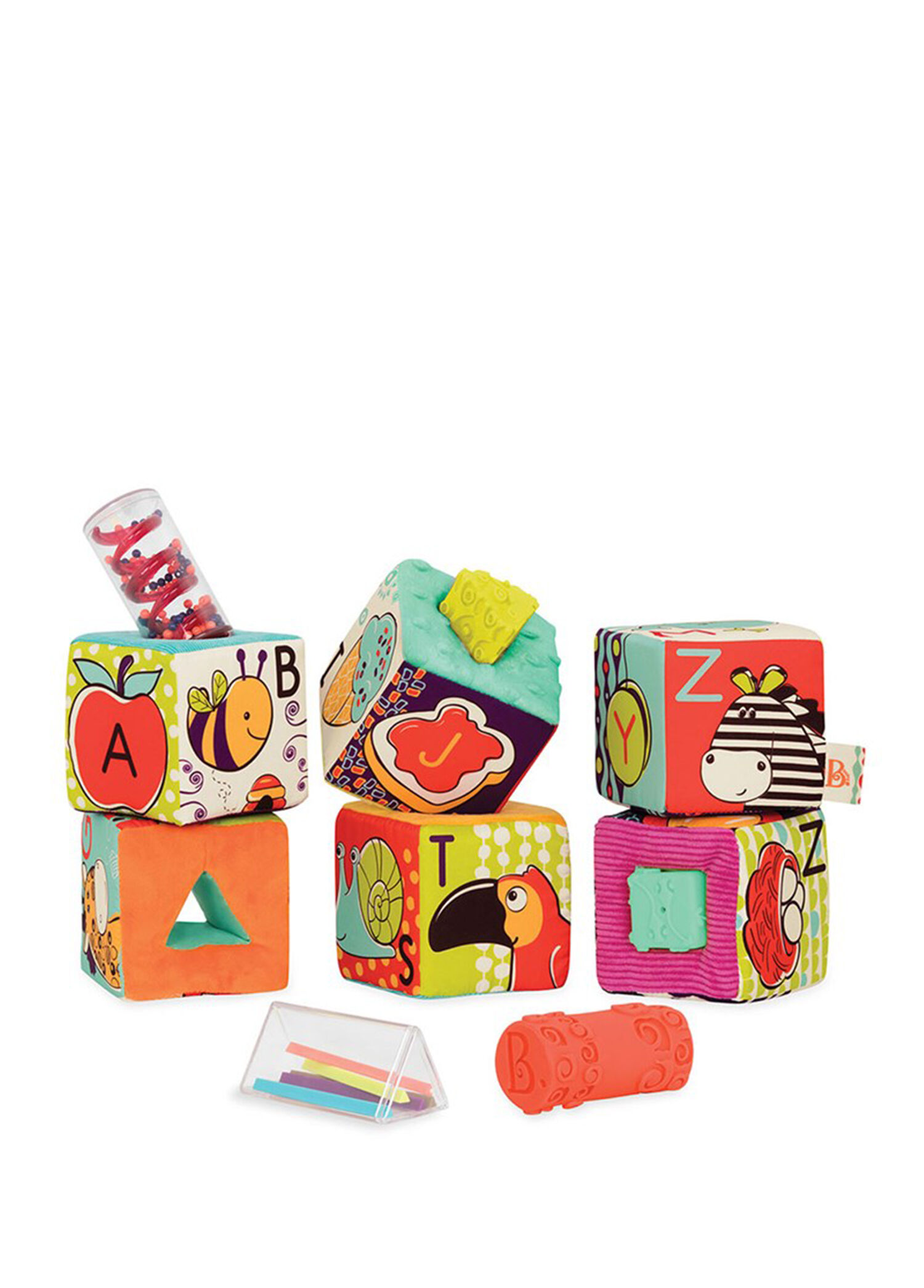 B.Toys - Peluş Çok Renkli Alfabe Blok Seti - Çok Renkli