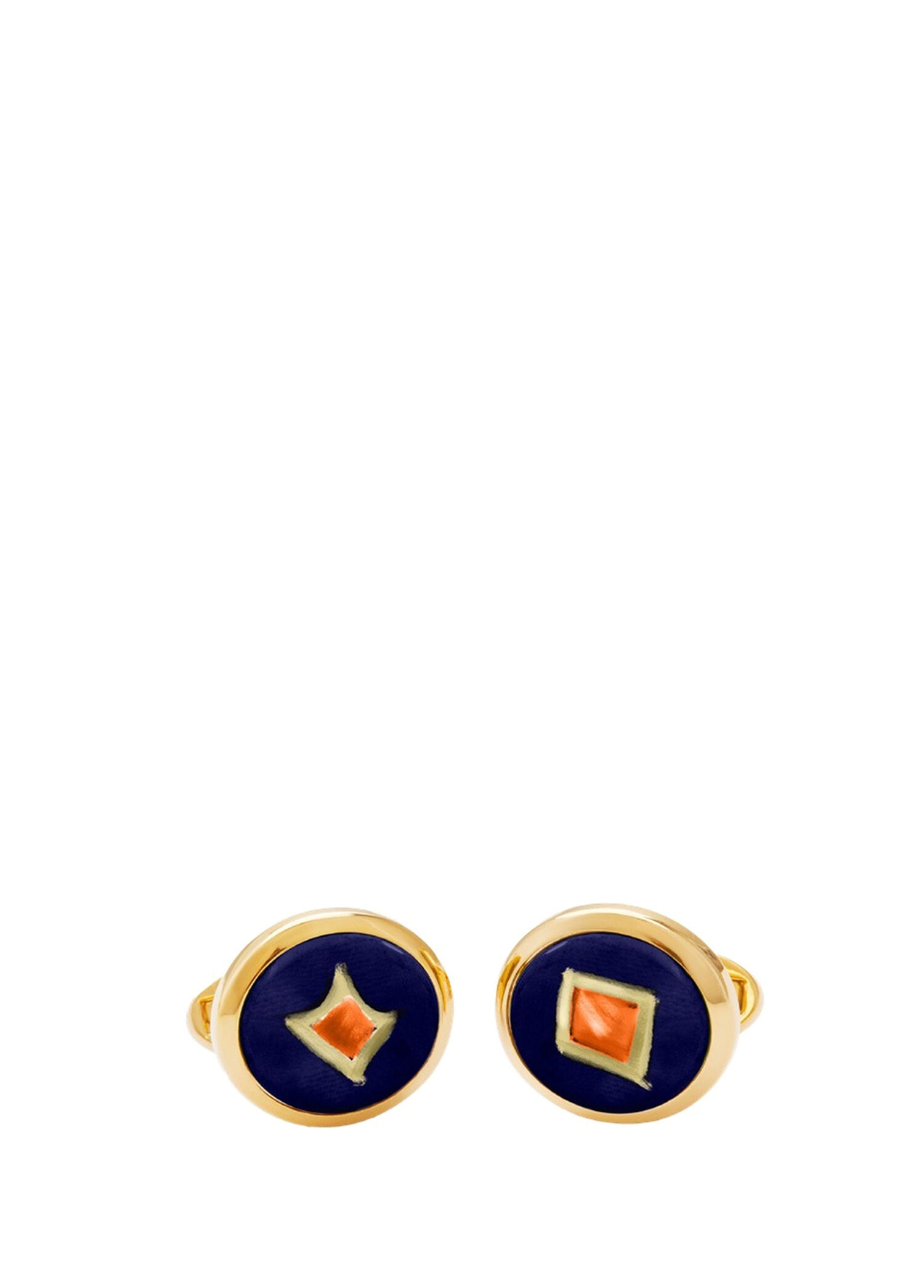 Orange Jewels Round Cufflinks Çelik Kol Düğmesi