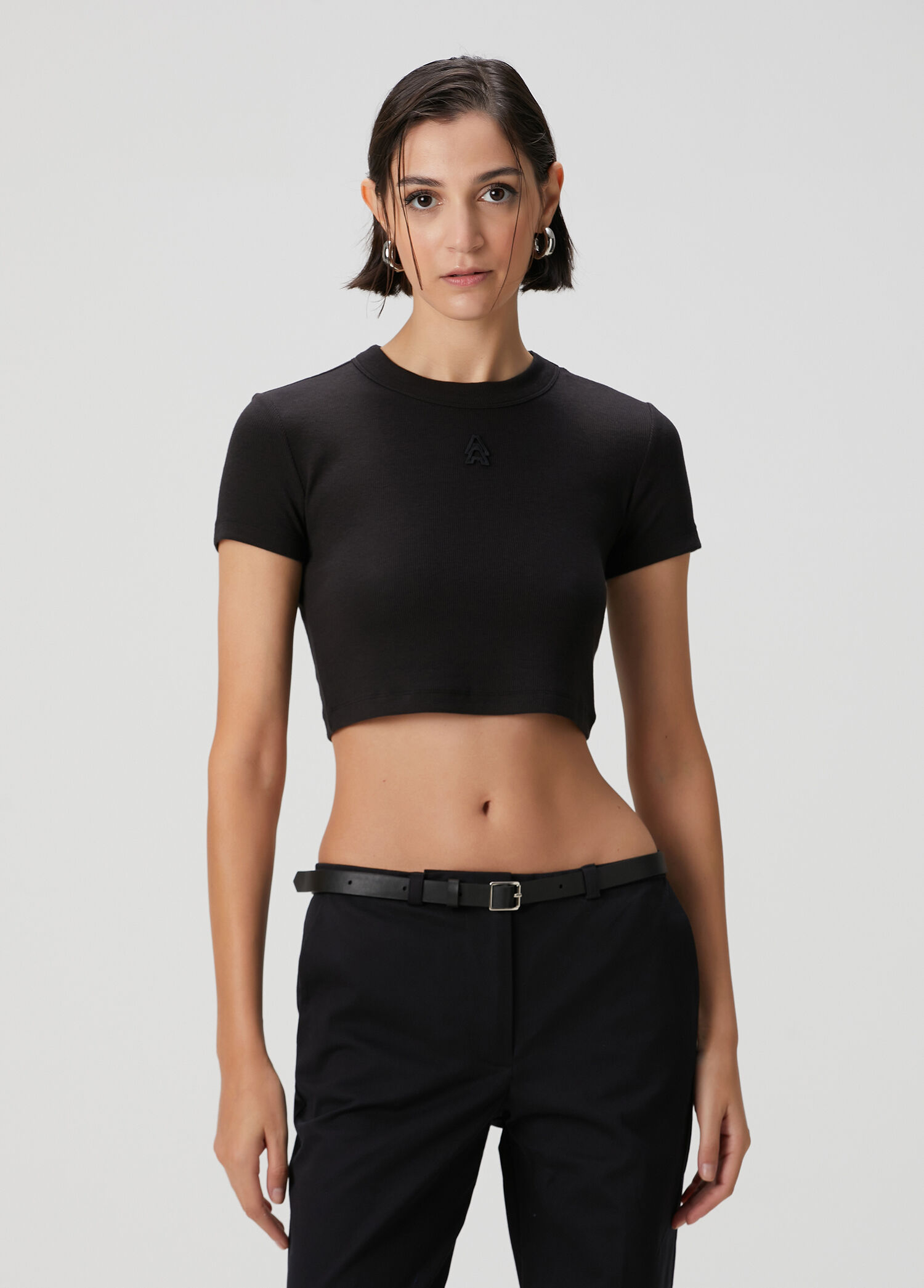 Siyah Ribli Crop T-shirt