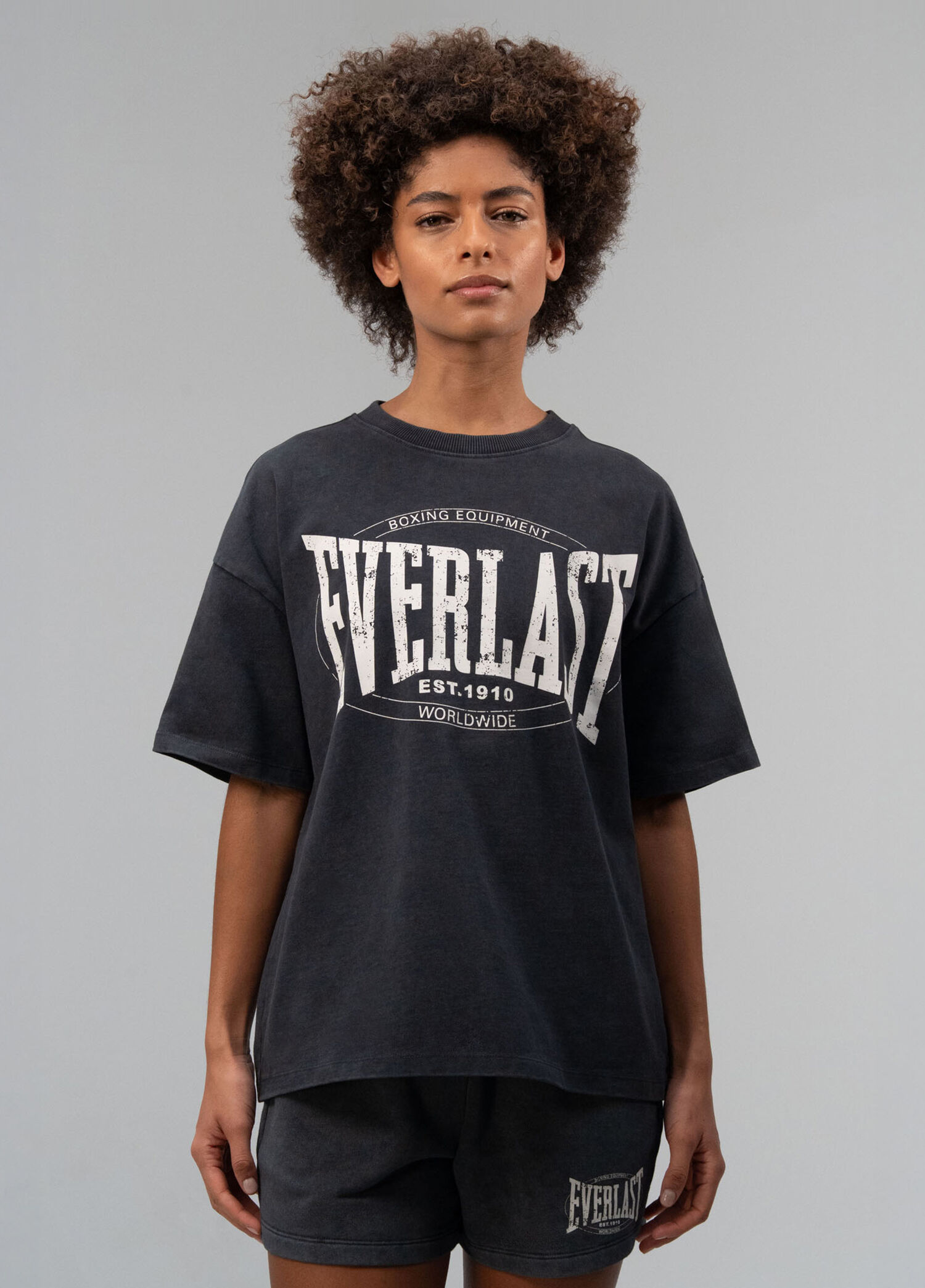 Authentic Boxing Wmn Antrasit Oversize Kadın Spor T-shirt