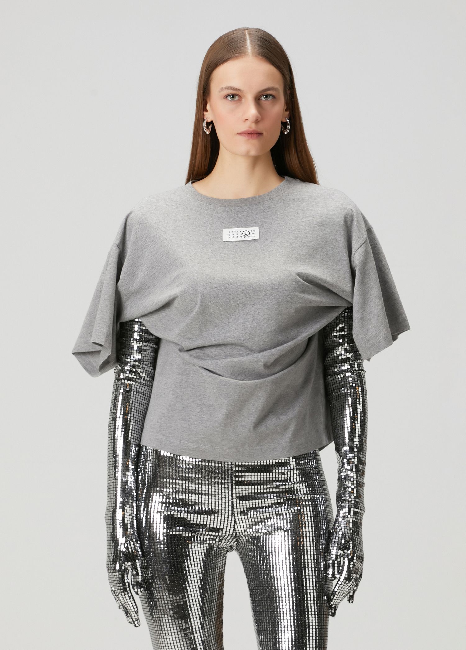 MM6 Maison Margiela - Grey Glove Detailed T-Shirt