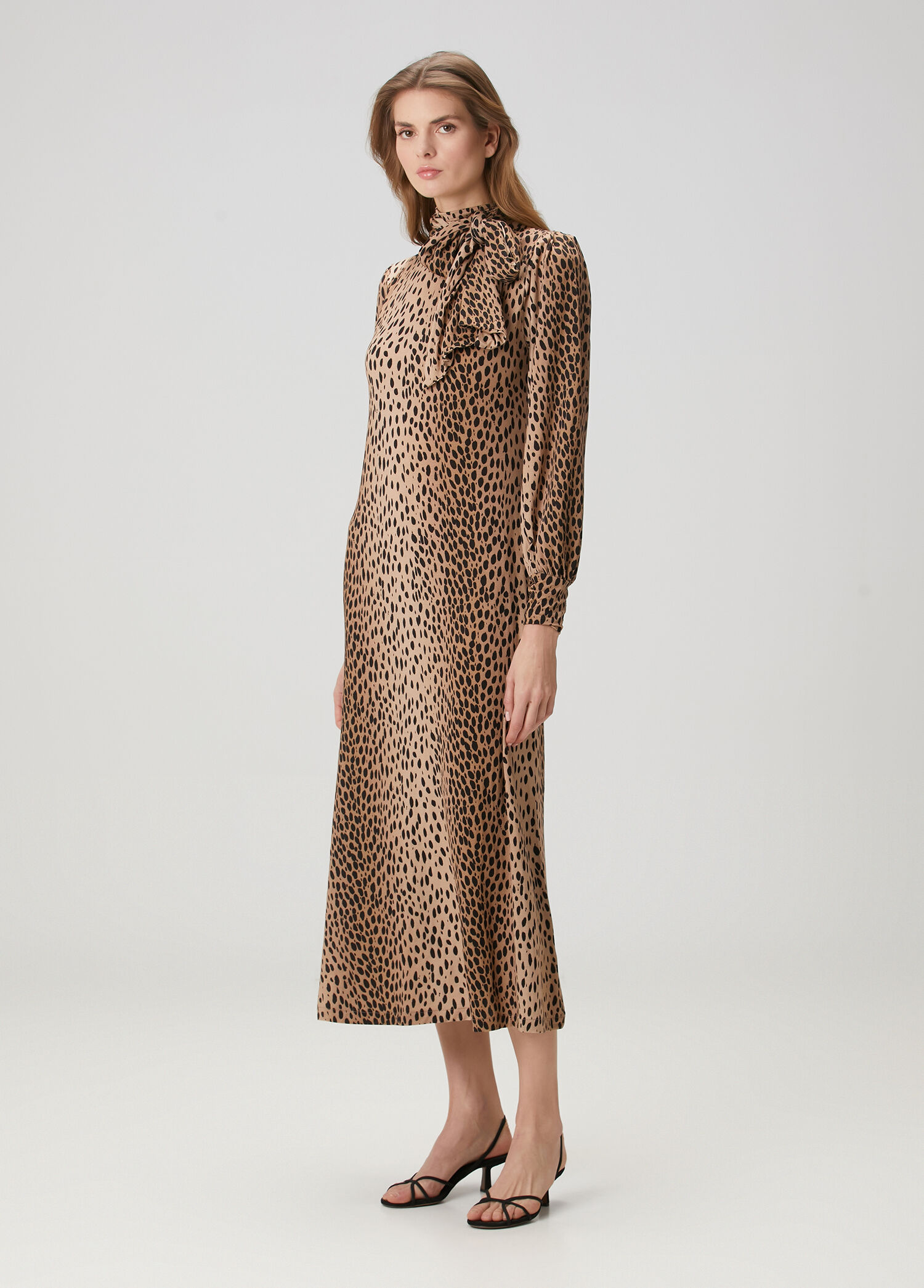 Avalon Leopar Desenli Midi Elbise
