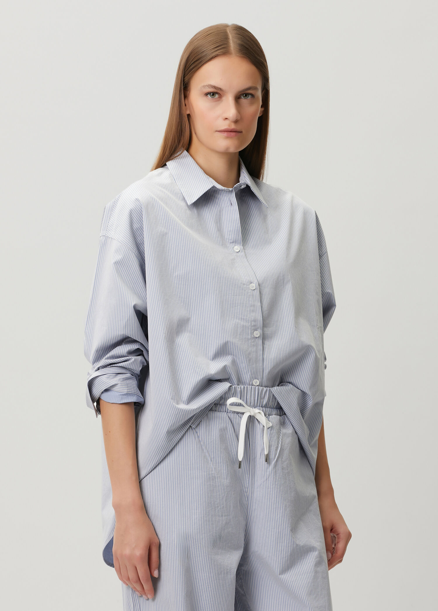 Sweaty Betty Mavi Kadın Summer Mavi Çizgili Oversize Gömlek