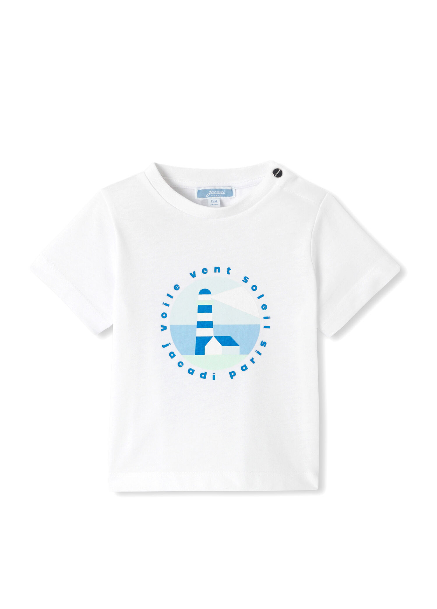 Baskılı Beyaz Pamuklu Kısa Kollu Erkek Bebek T-shirt