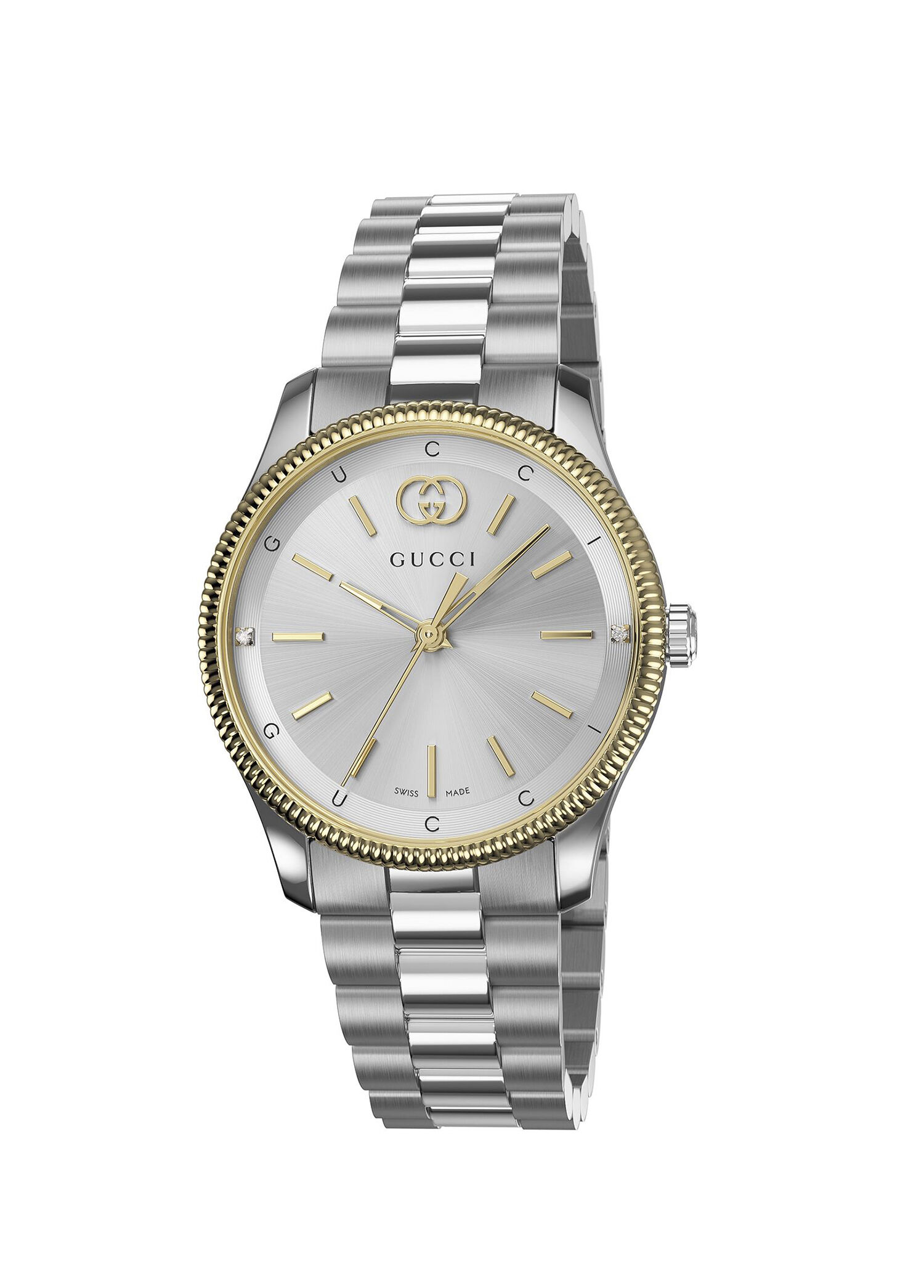 Gucci Altin-Gümüs Kadın G-Timeless Slim 29 mm Gold Silver Kadın