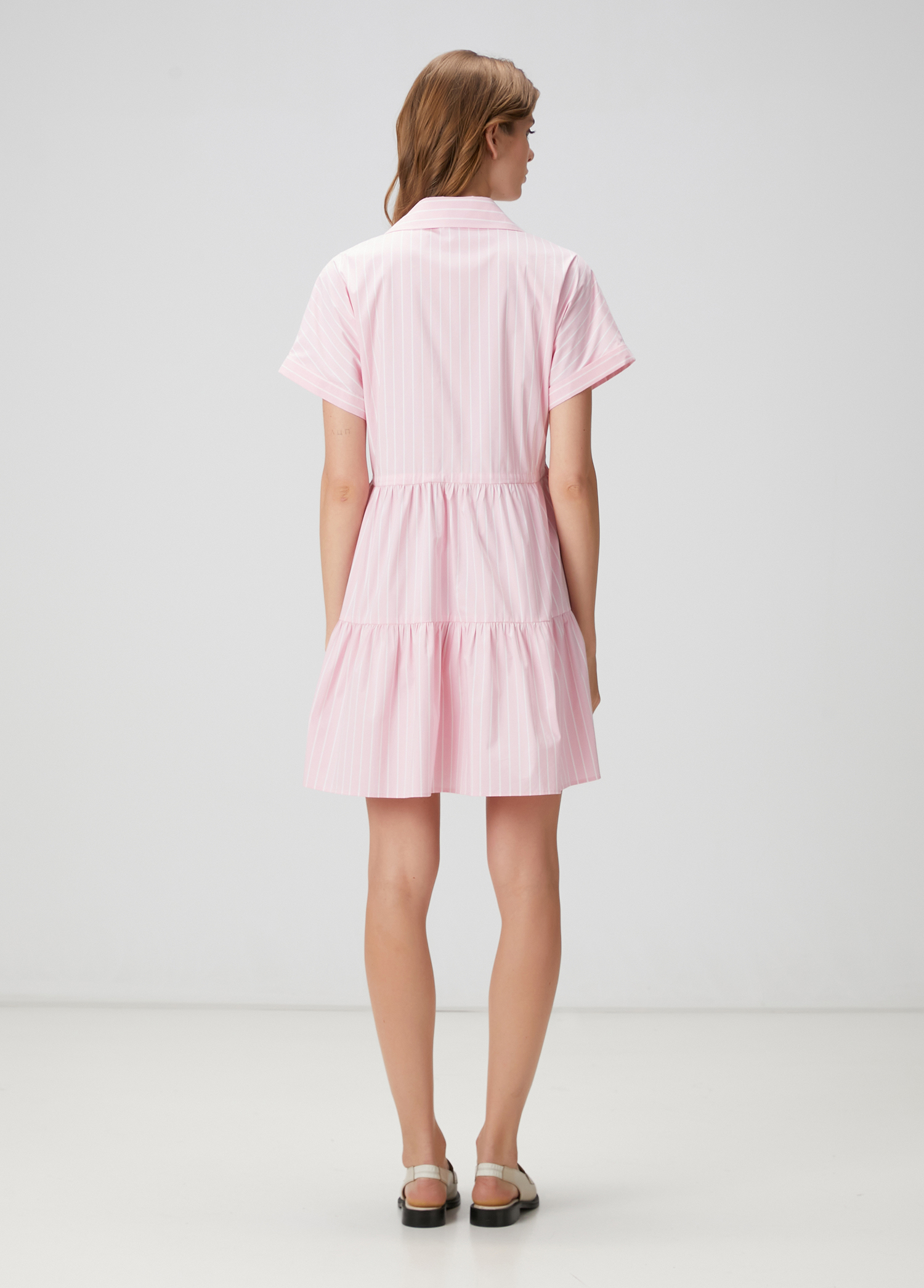 Pembe Çizgili Mini Elbise_3
