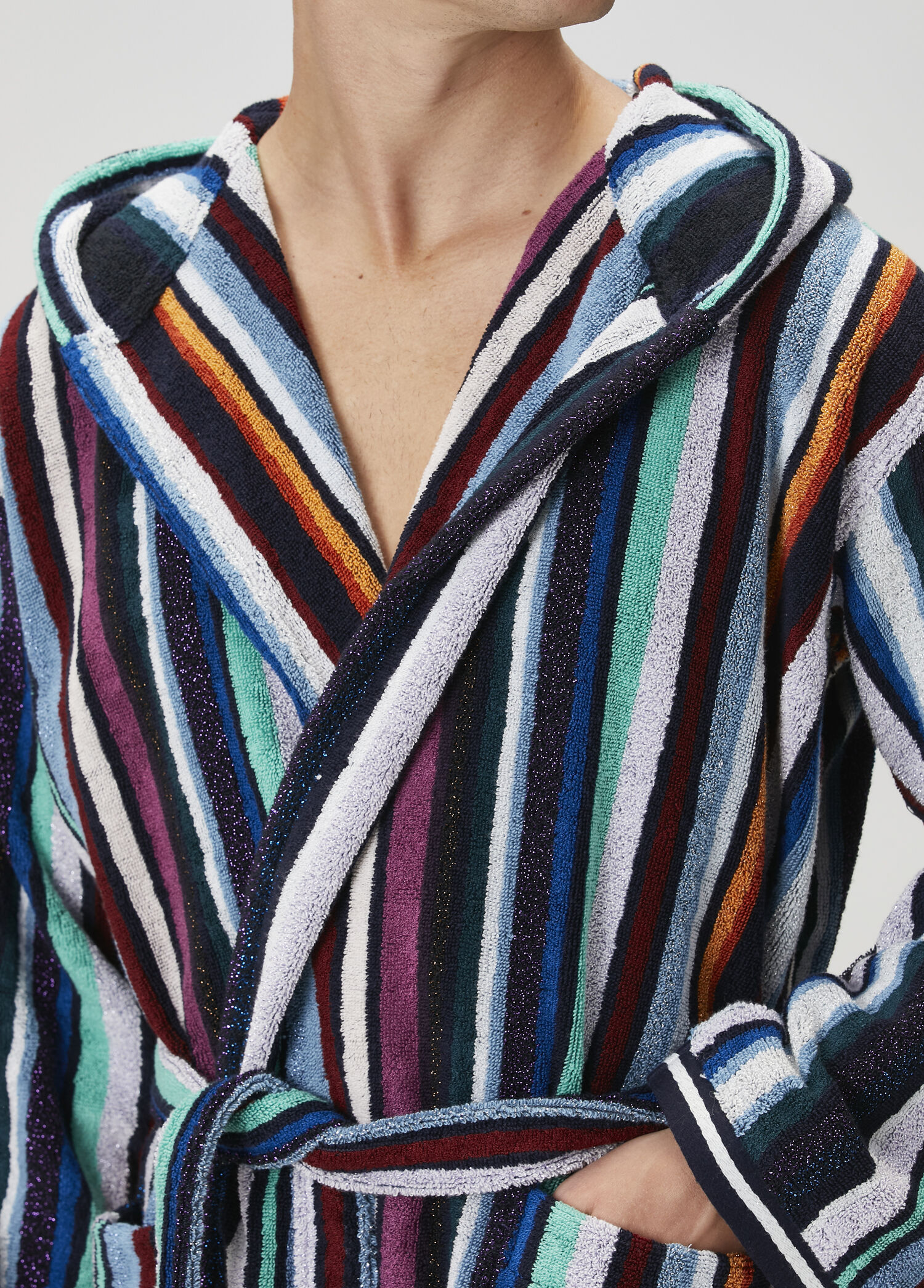 Missoni Home - Chandler Kapüşonlu Çizgili Bornoz - Çok Renkli