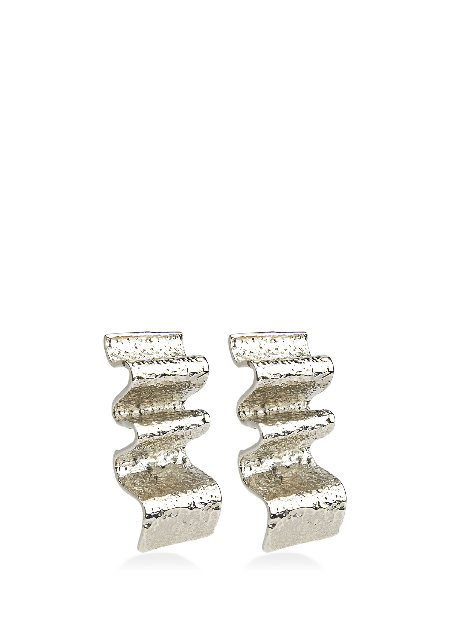 Silver Amorf Dalgalı Form Kadın Küpe_1