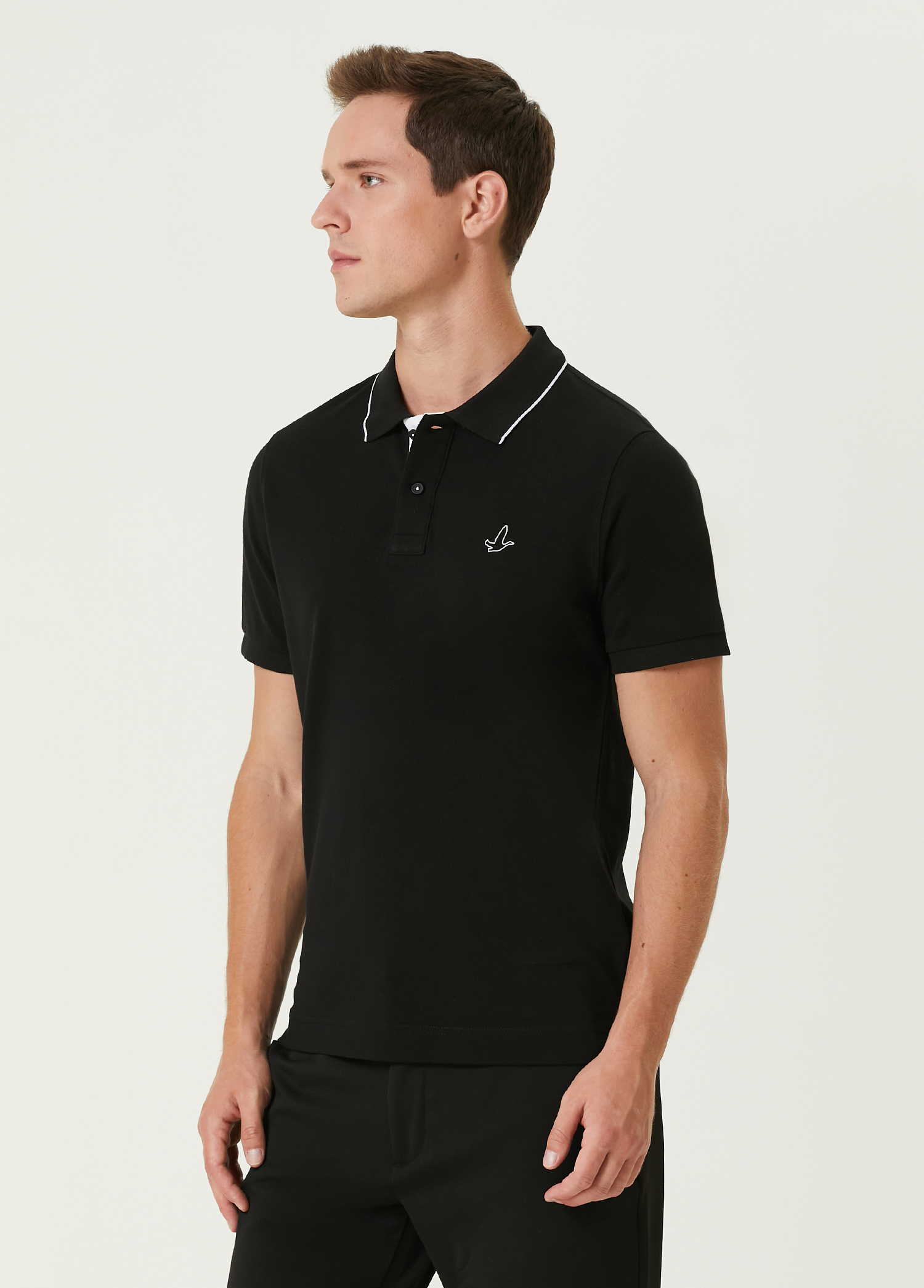 Slim Fit Siyah Polo Yaka T-shirt_3