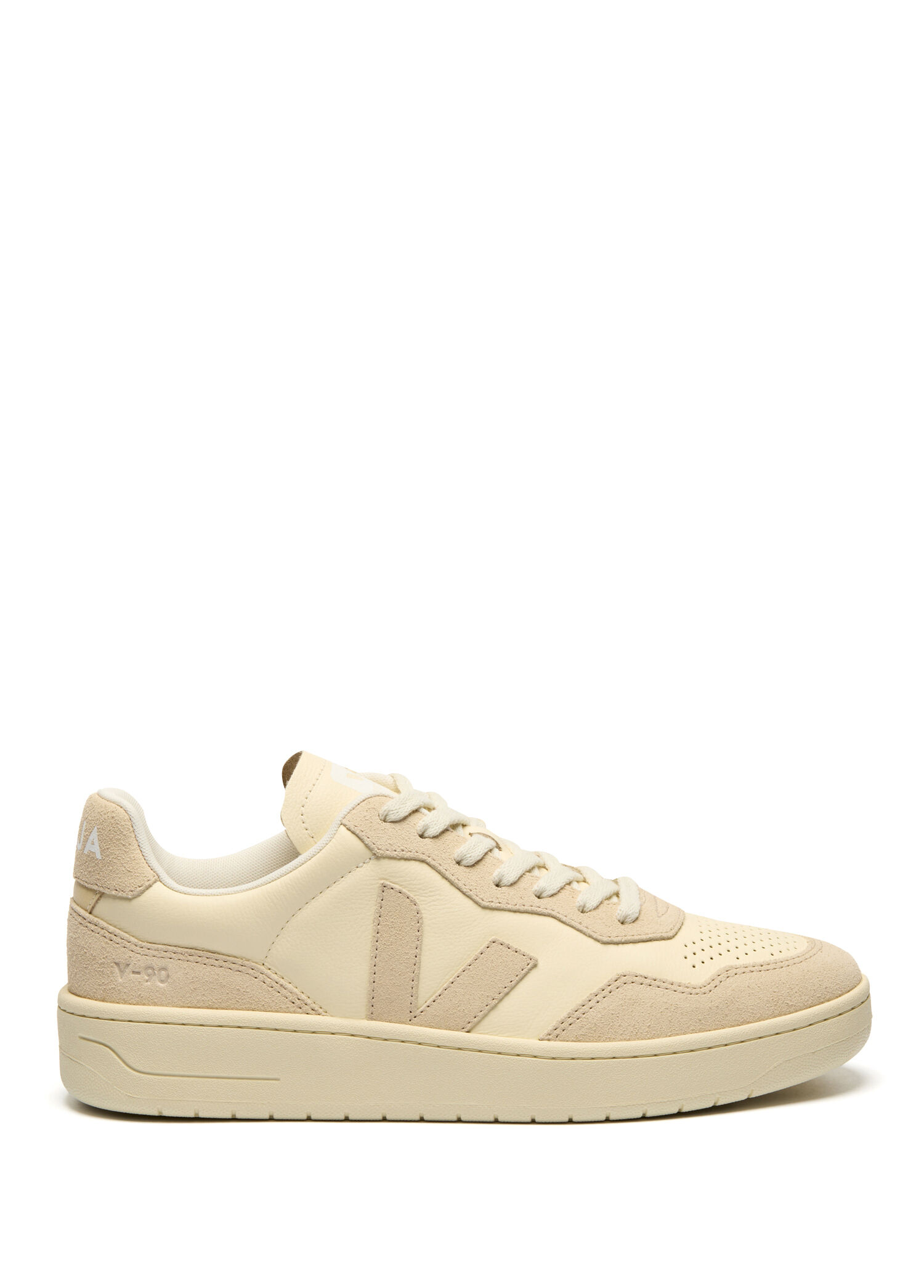 V-90 Bej Kadın Deri Sneaker