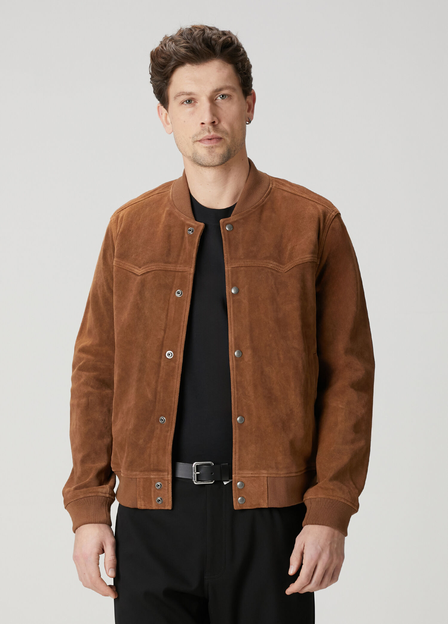 Stafford Kahverengi Süet Bomber Mont