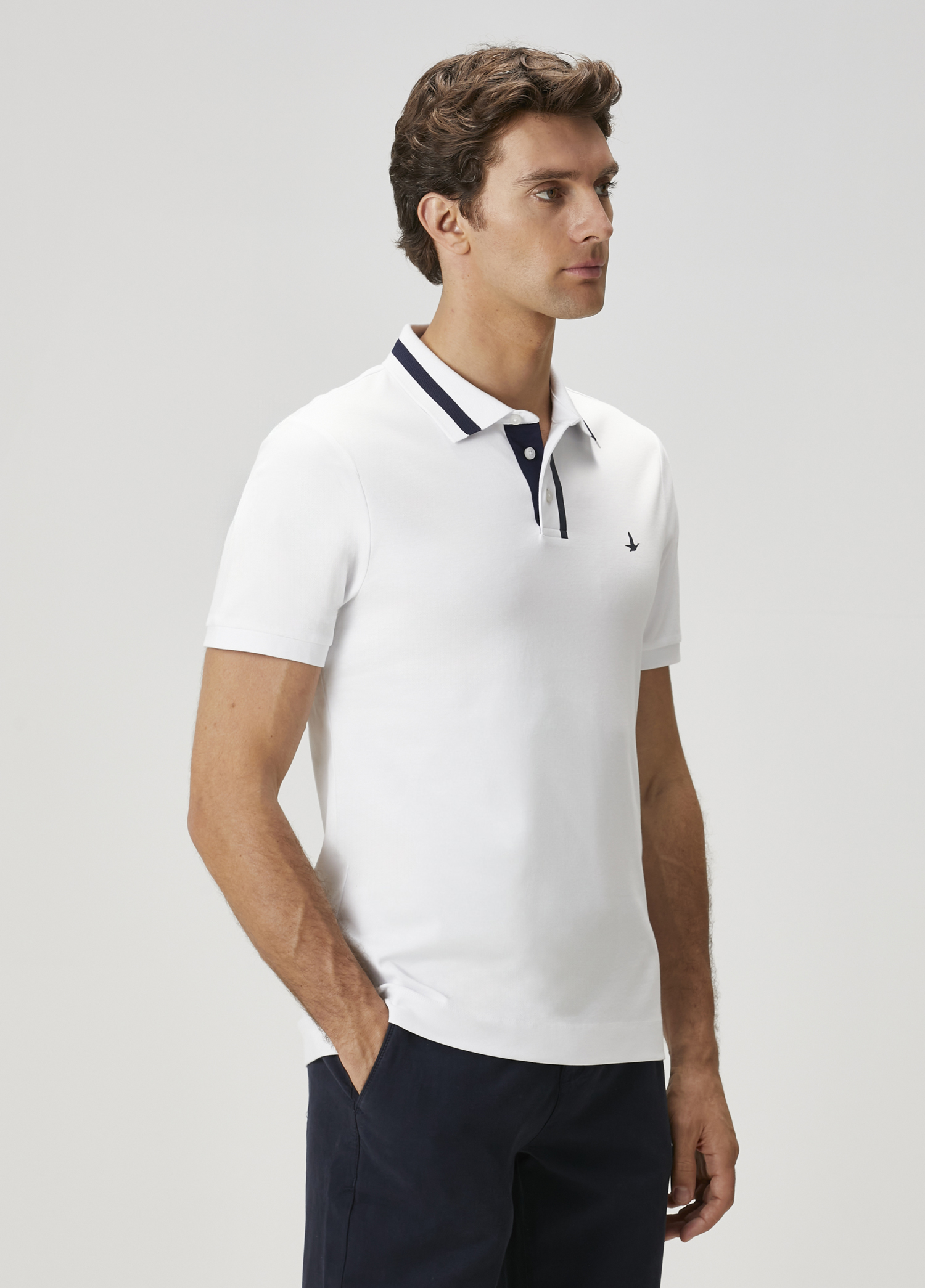 Slim Fit Beyaz Polo Yaka T-shirt_4