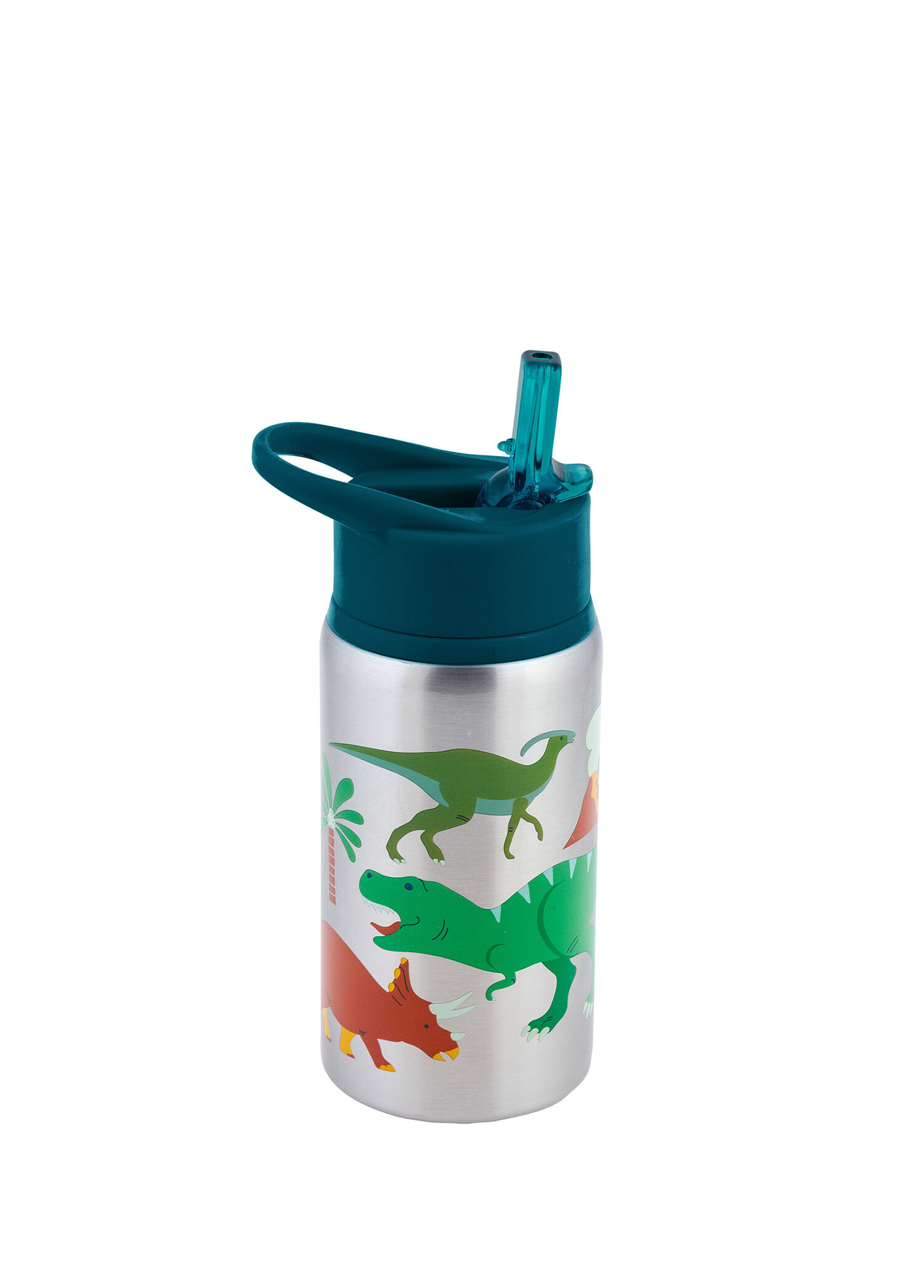 Dinozor Desenli Yeşil Kapak Çelik Suluk 530 ml