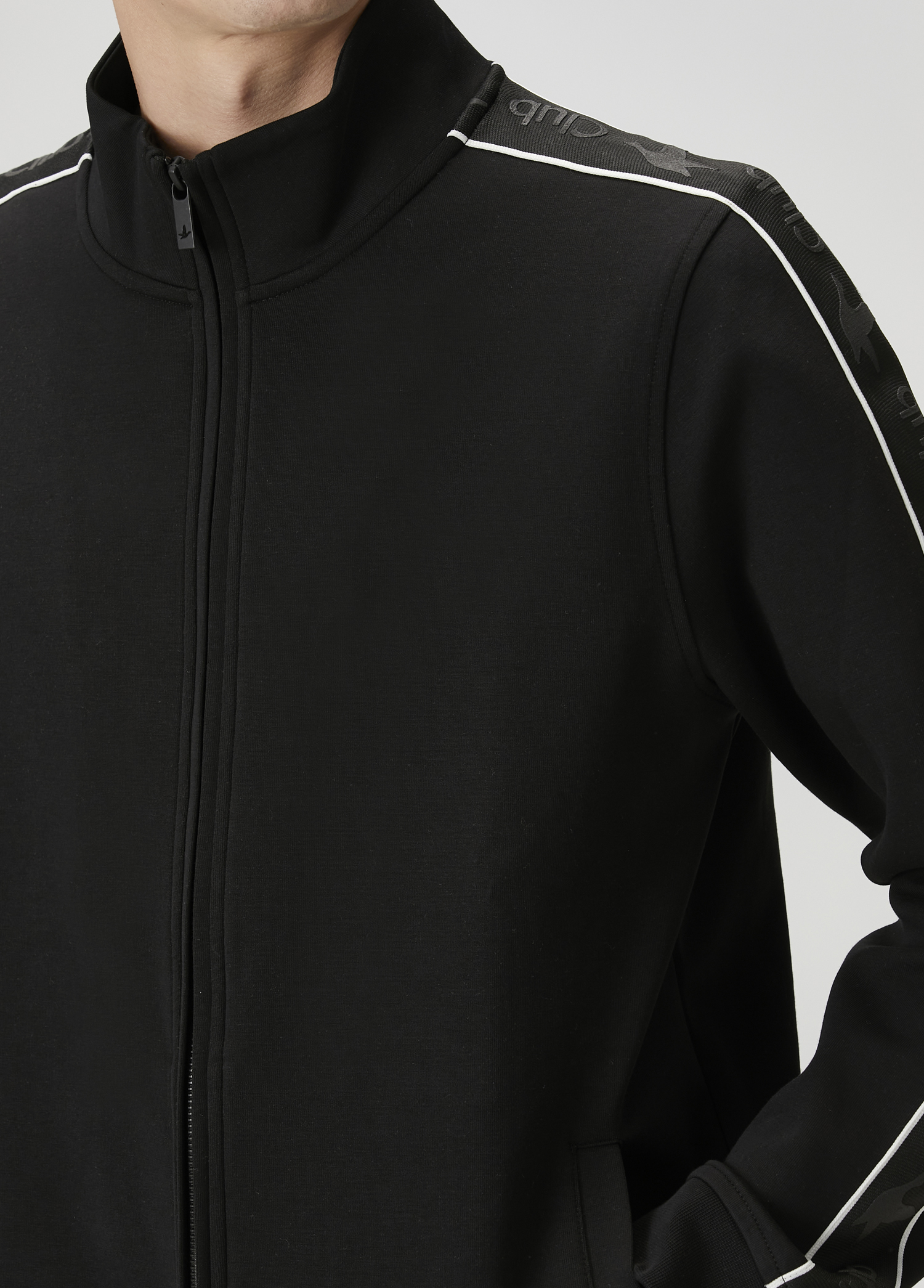 Siyah Şerit Logo Detaylı Sweatshirt_5