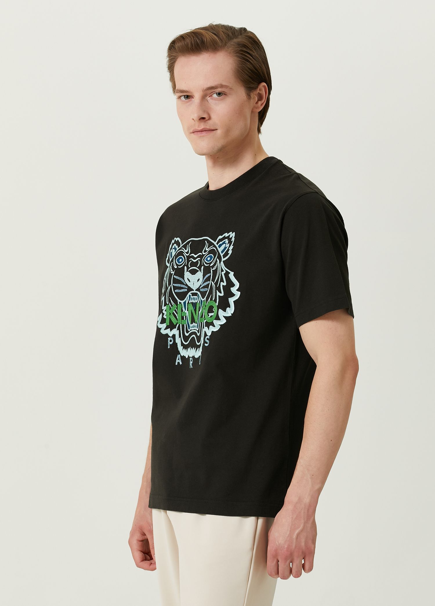 Kenzo Siyah Erkek Tiger Siyah Bisiklet Yaka T shirt 1246700 Beymen