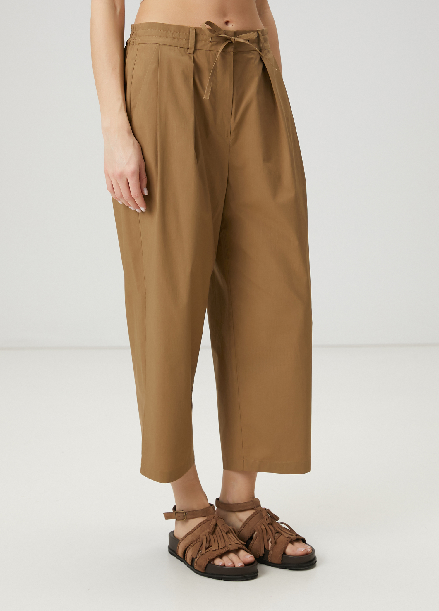 Haki Pile Detaylı Pantolon_3