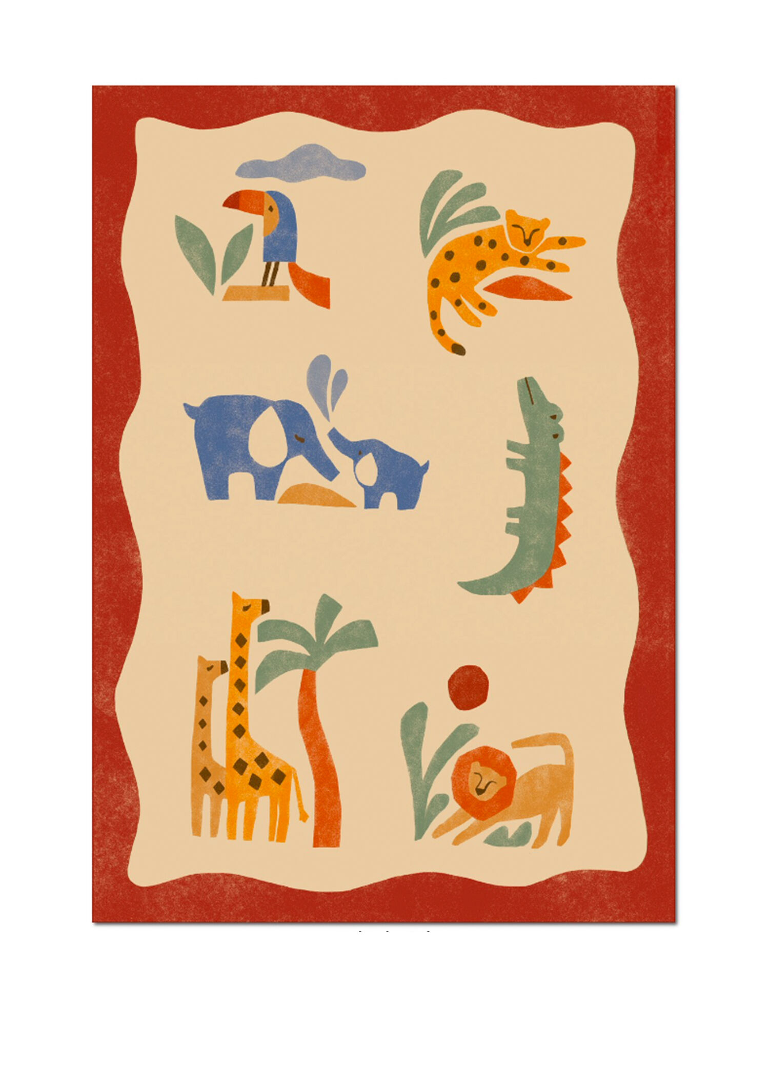 Tails and Trails Safari Bej Kiremit Hipoalerjenik Çocuk Halısı 120 x 160 cm
