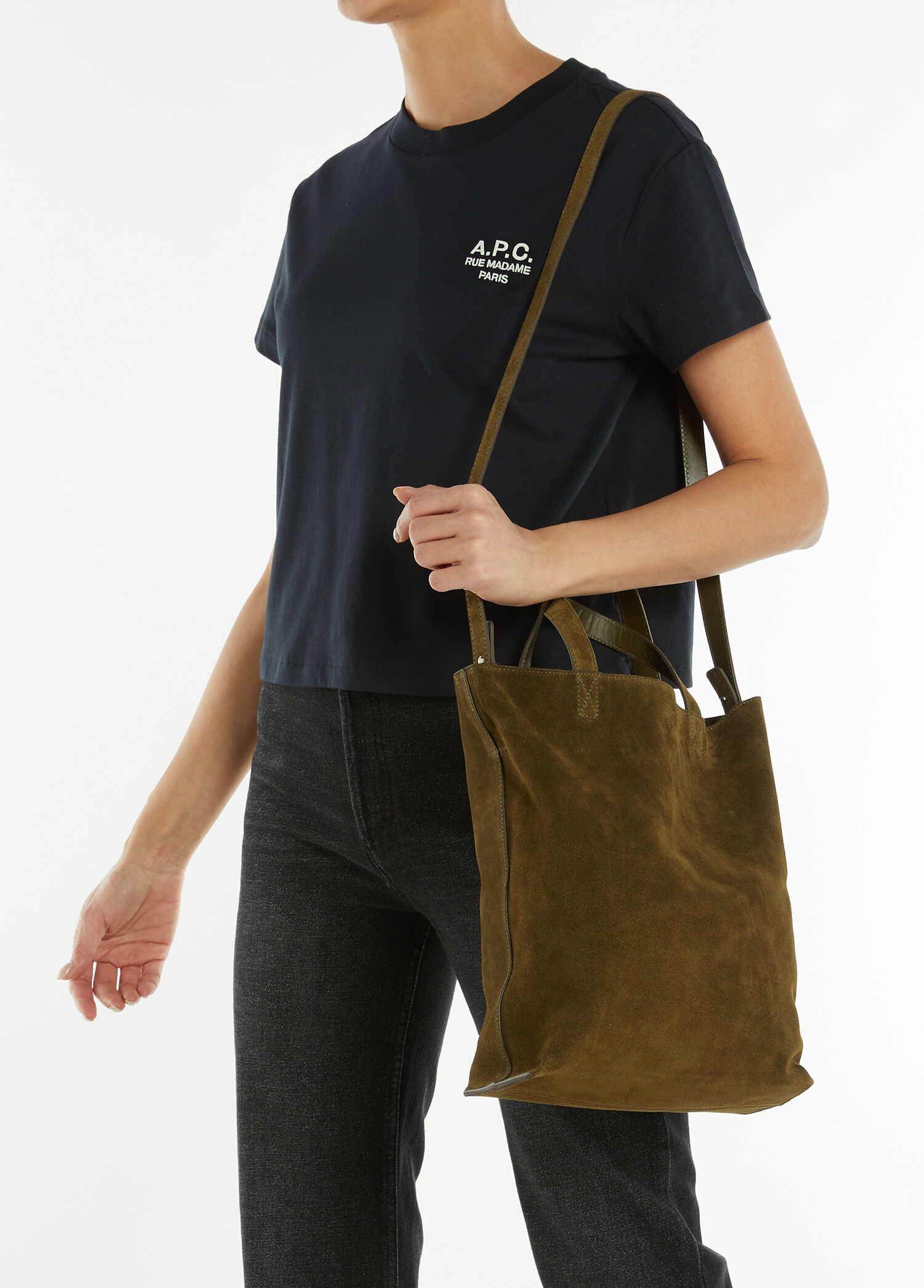 APC - Cabas Maiko Khaki Women's Suede Shopping Bag