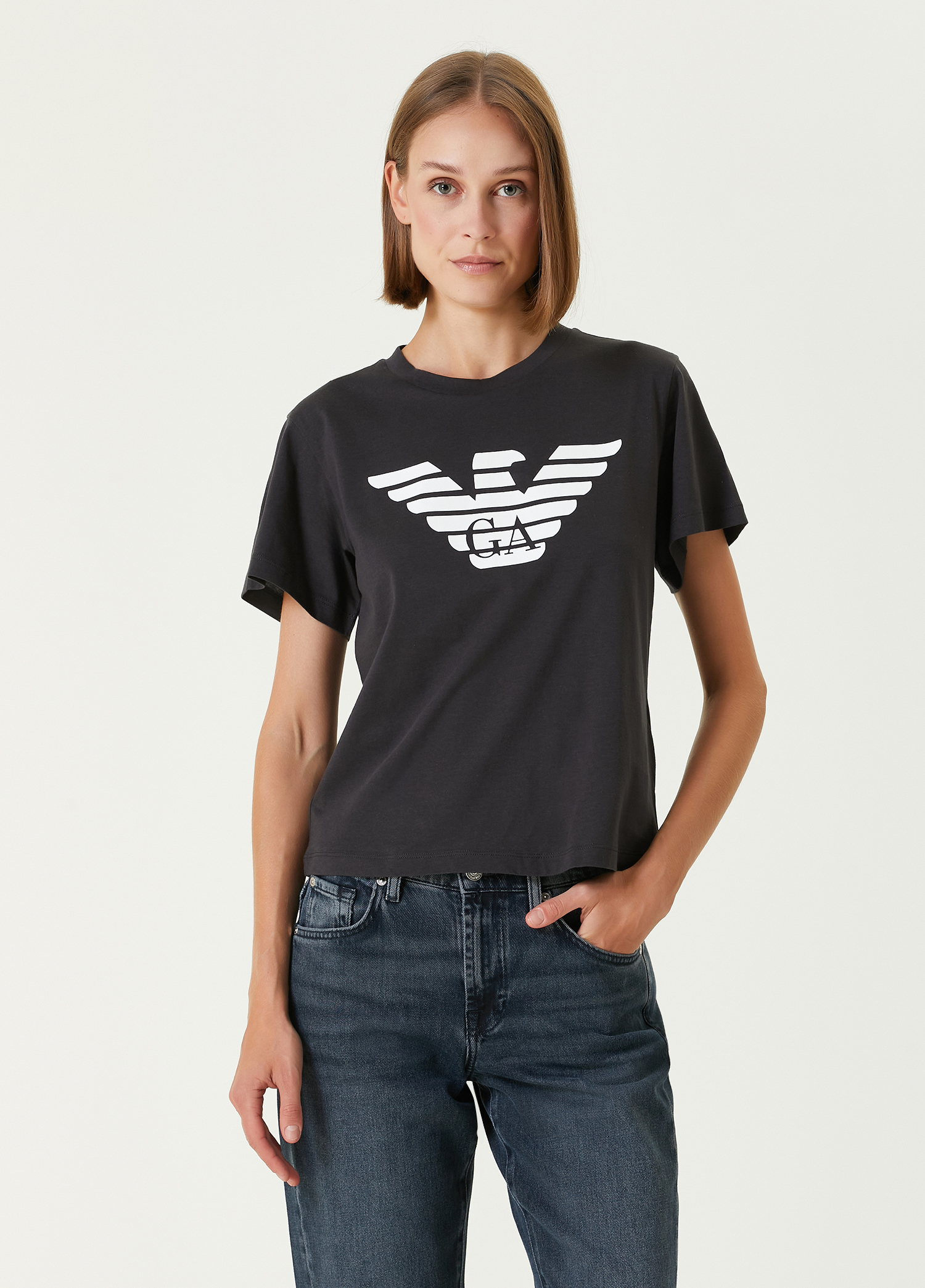 Lacivert Logo Baskılı T-shirt