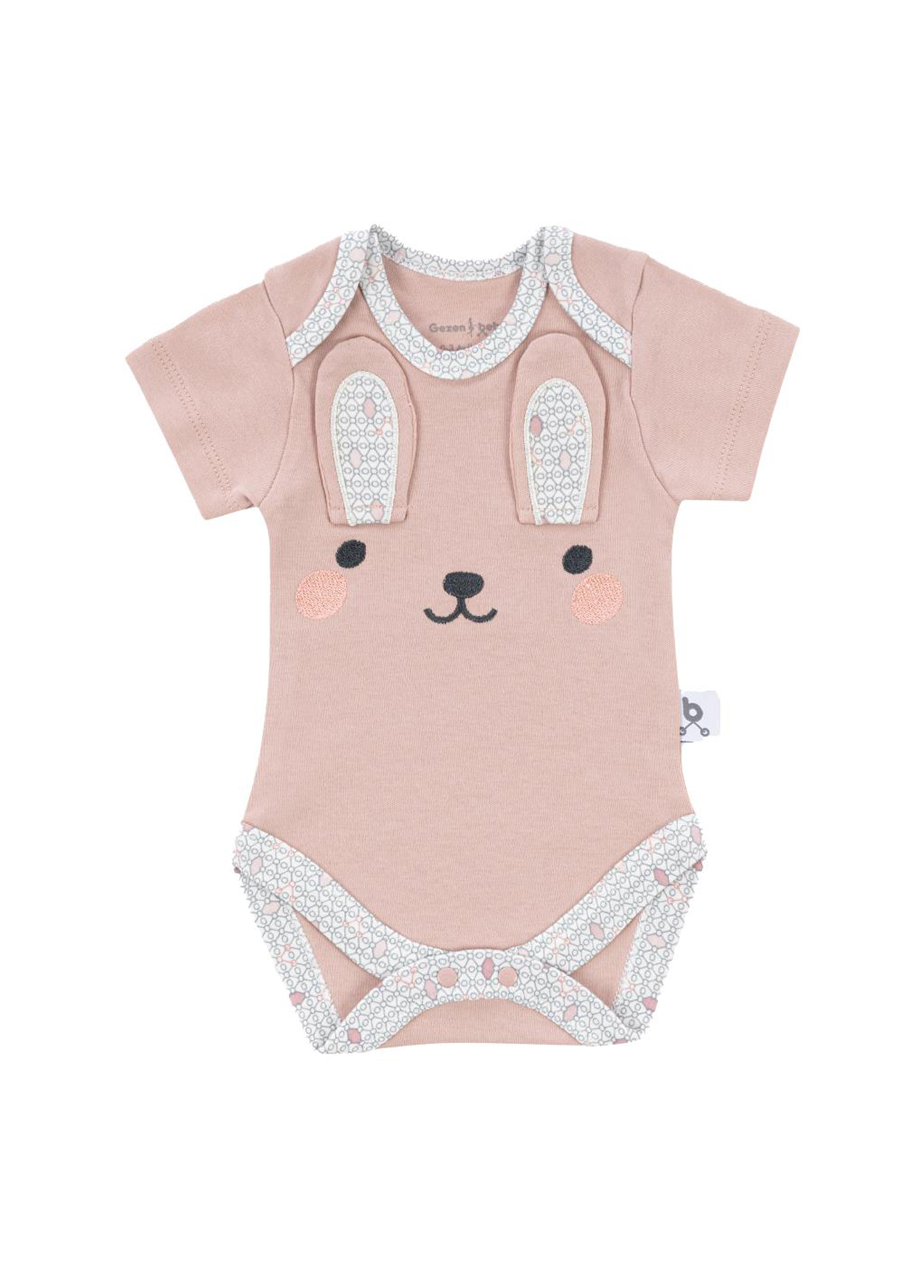 Hero Bunny Pembe Nakışlı Kısa Kollu Bebek Body