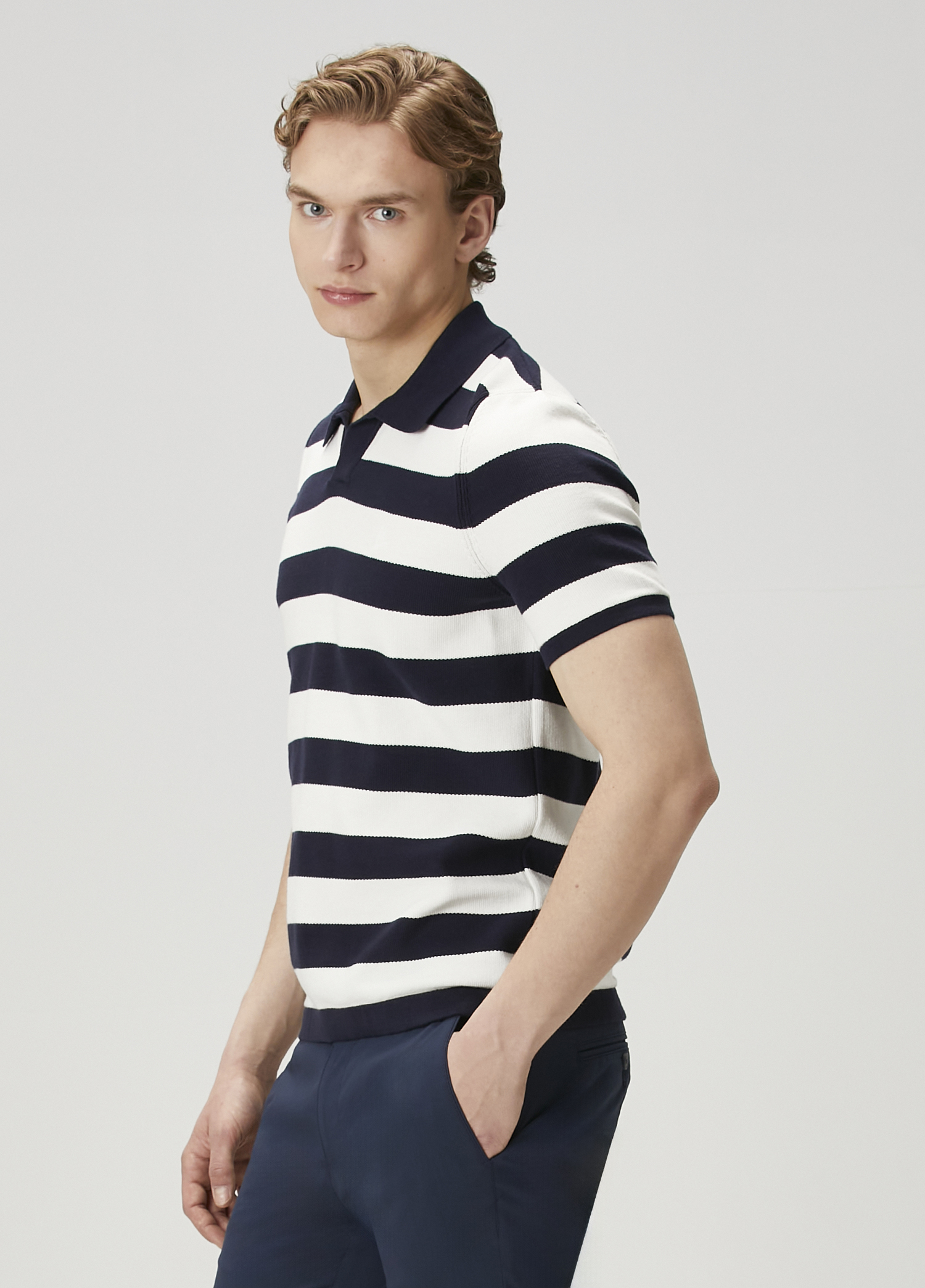 Lacivert Beyaz Polo Yaka T-shirt_3