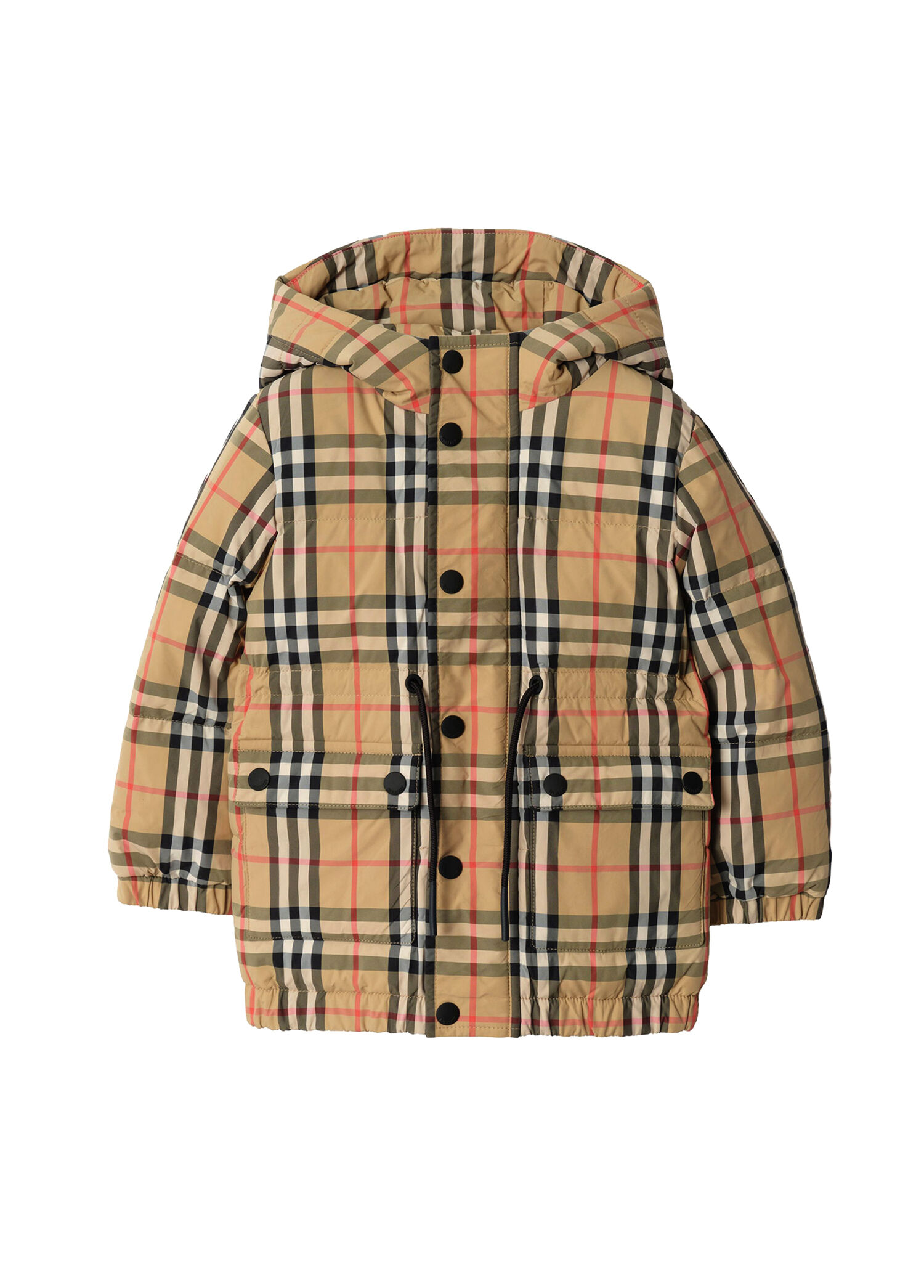 Franklin Check Bej Kapüşonlu Unisex Çocuk Mont
