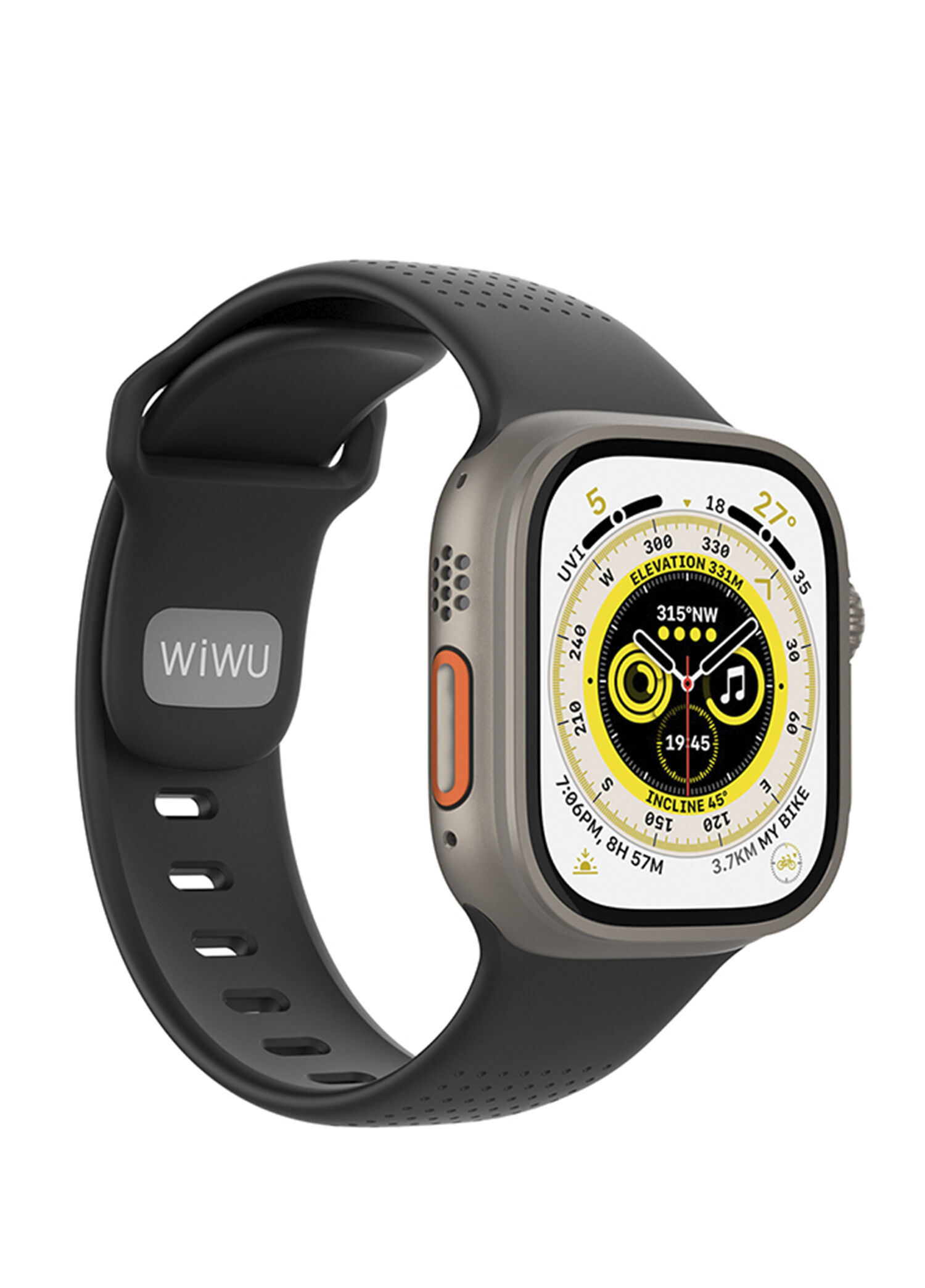 Wi-WB0201 Comf Secur Apple Watch Ultra Uyumlu Siyah Silikon Akıllı Saat Kordon