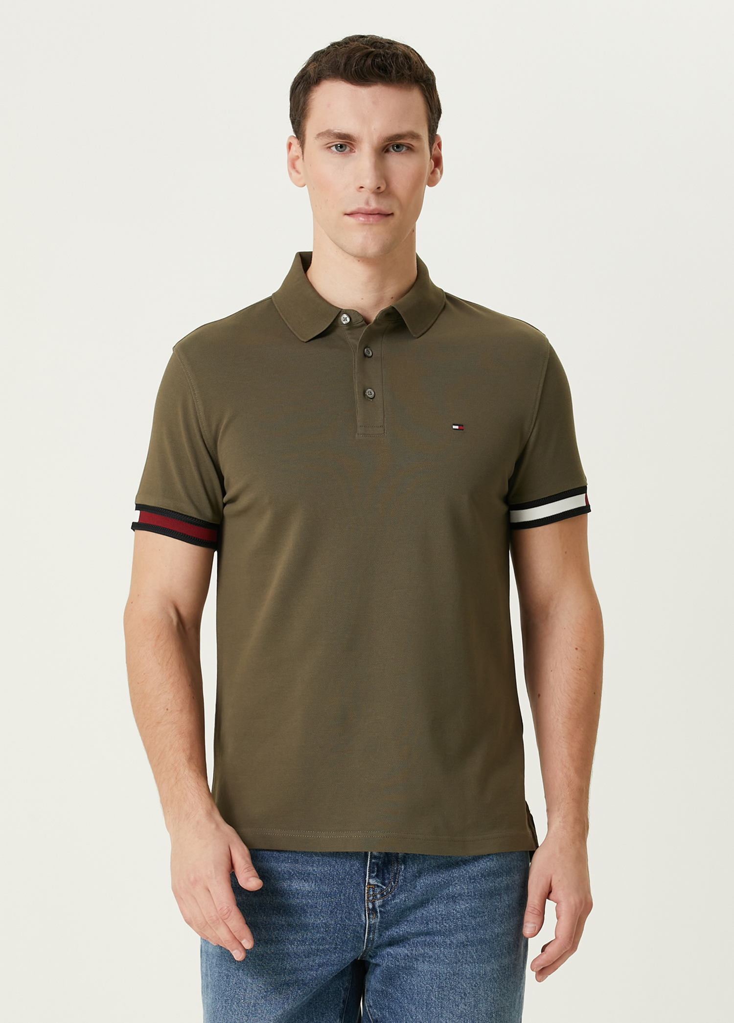 Haki Slim Fit Polo Yaka Organik Pamuk T-shirt