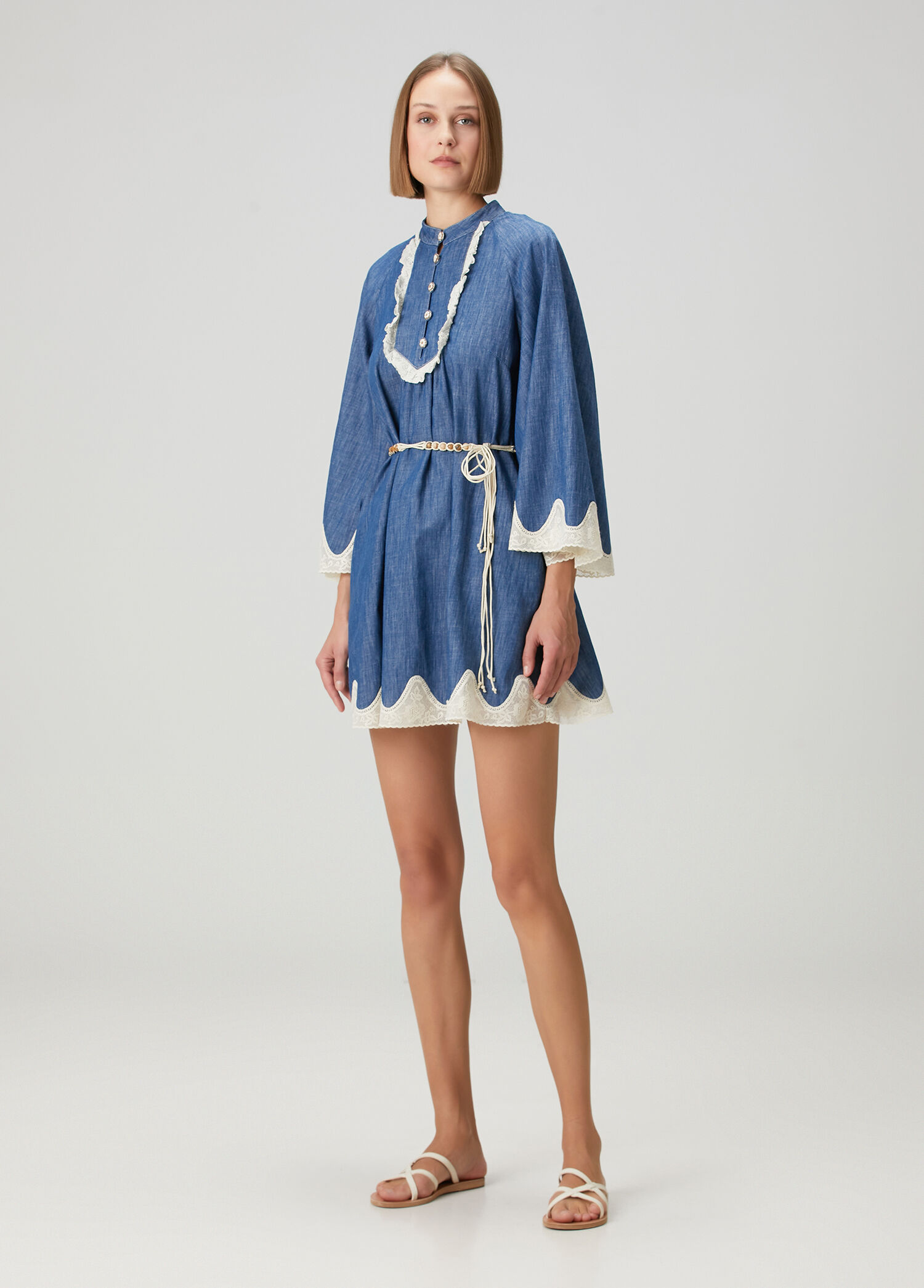 Awaken Mavi Mini Denim Elbise