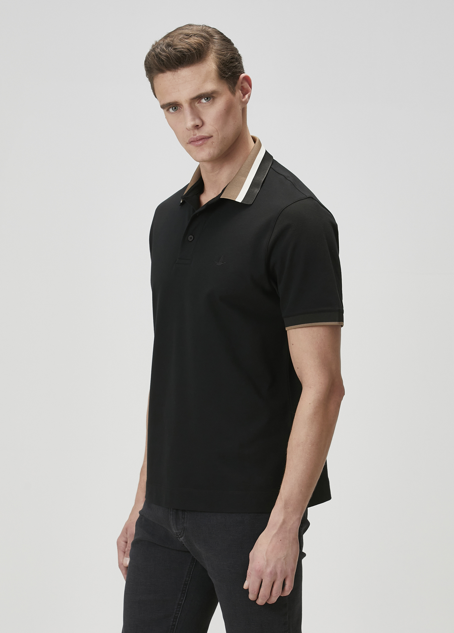 Comfort Fit Siyah Polo T-shirt_3