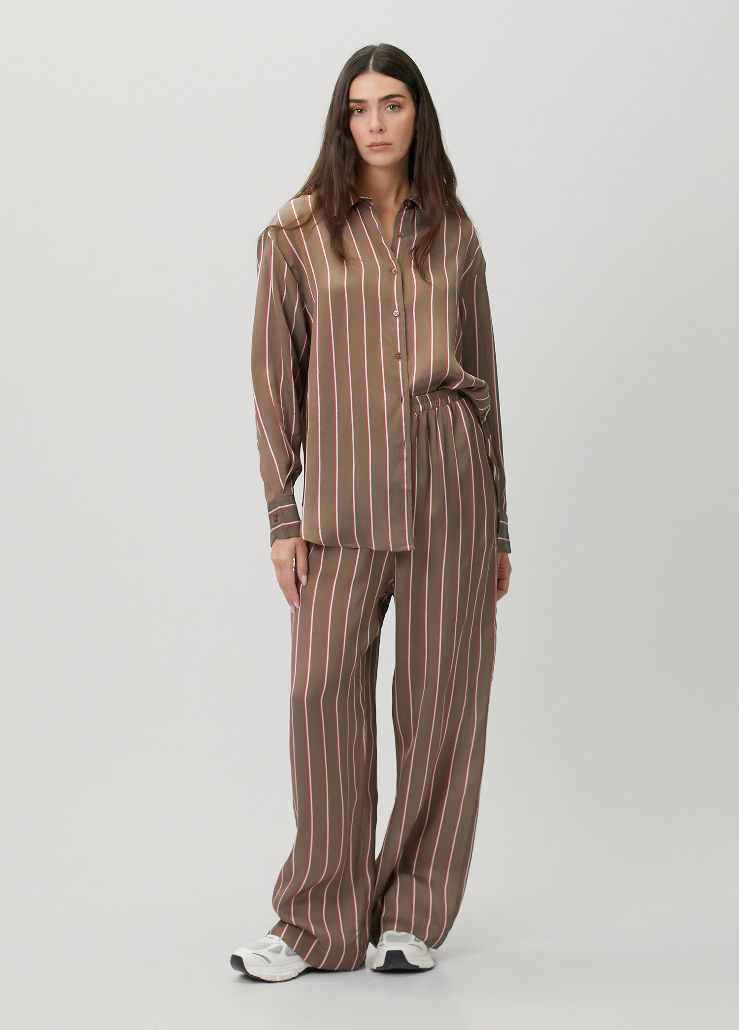 Brown White Striped Pants