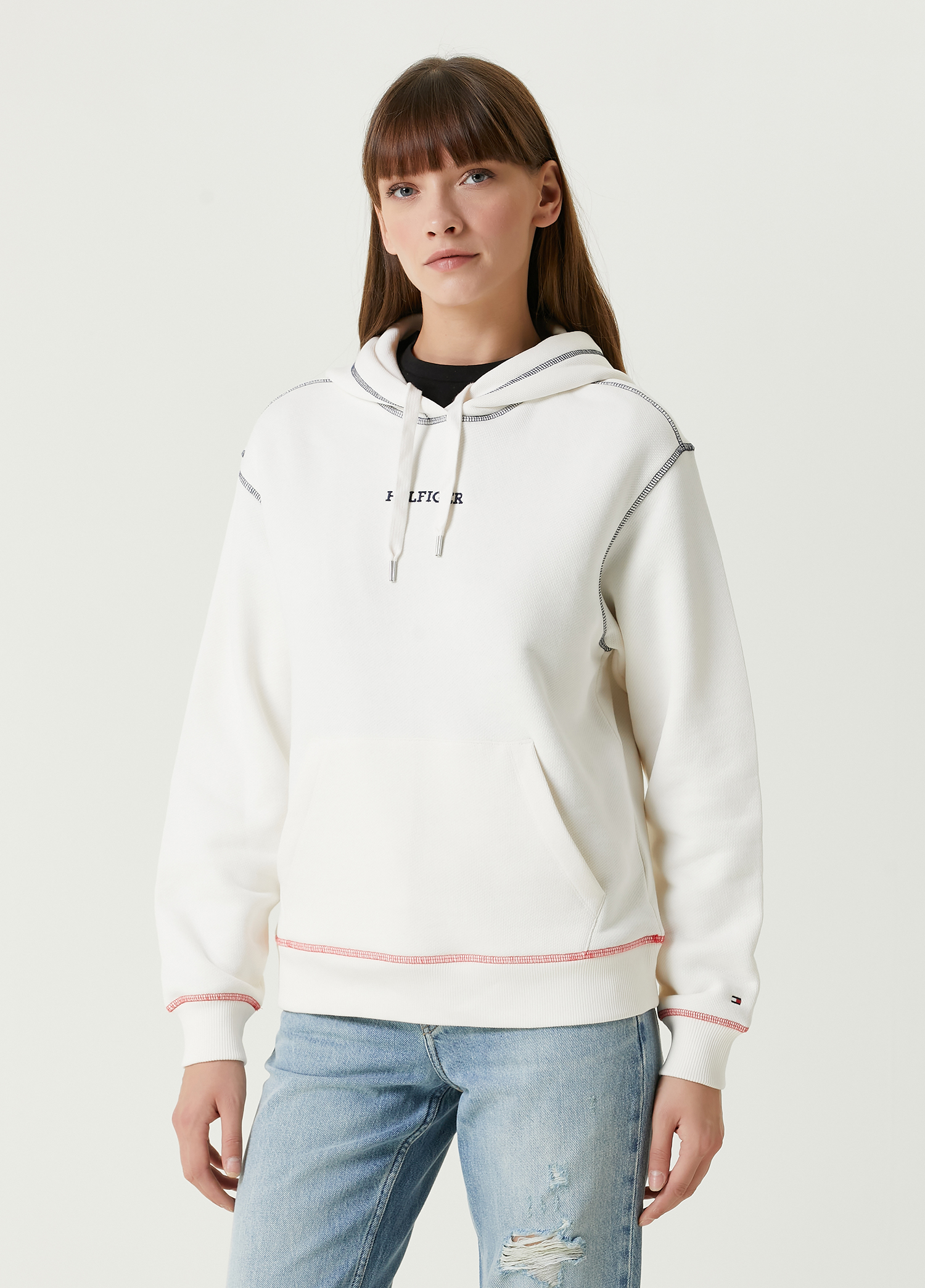 Modern Beyaz Organik Pamuk Sweatshirt