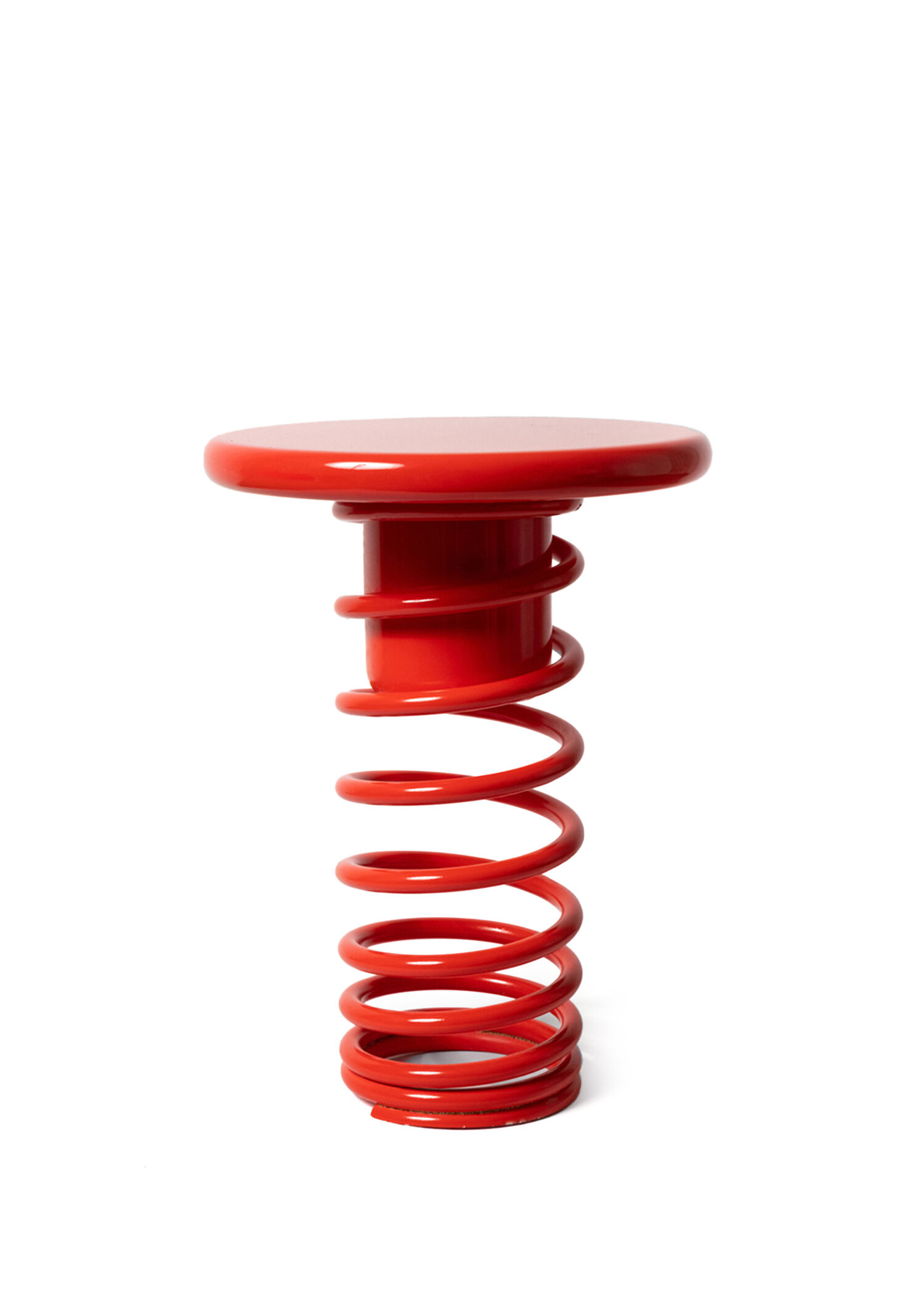 Twist Kırmızı Ahşap Tablalı Metal Tabure