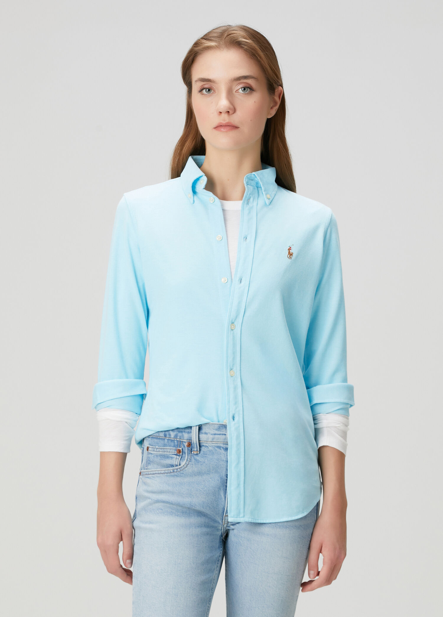 Slim Fit Mavi Oxford Gömlek