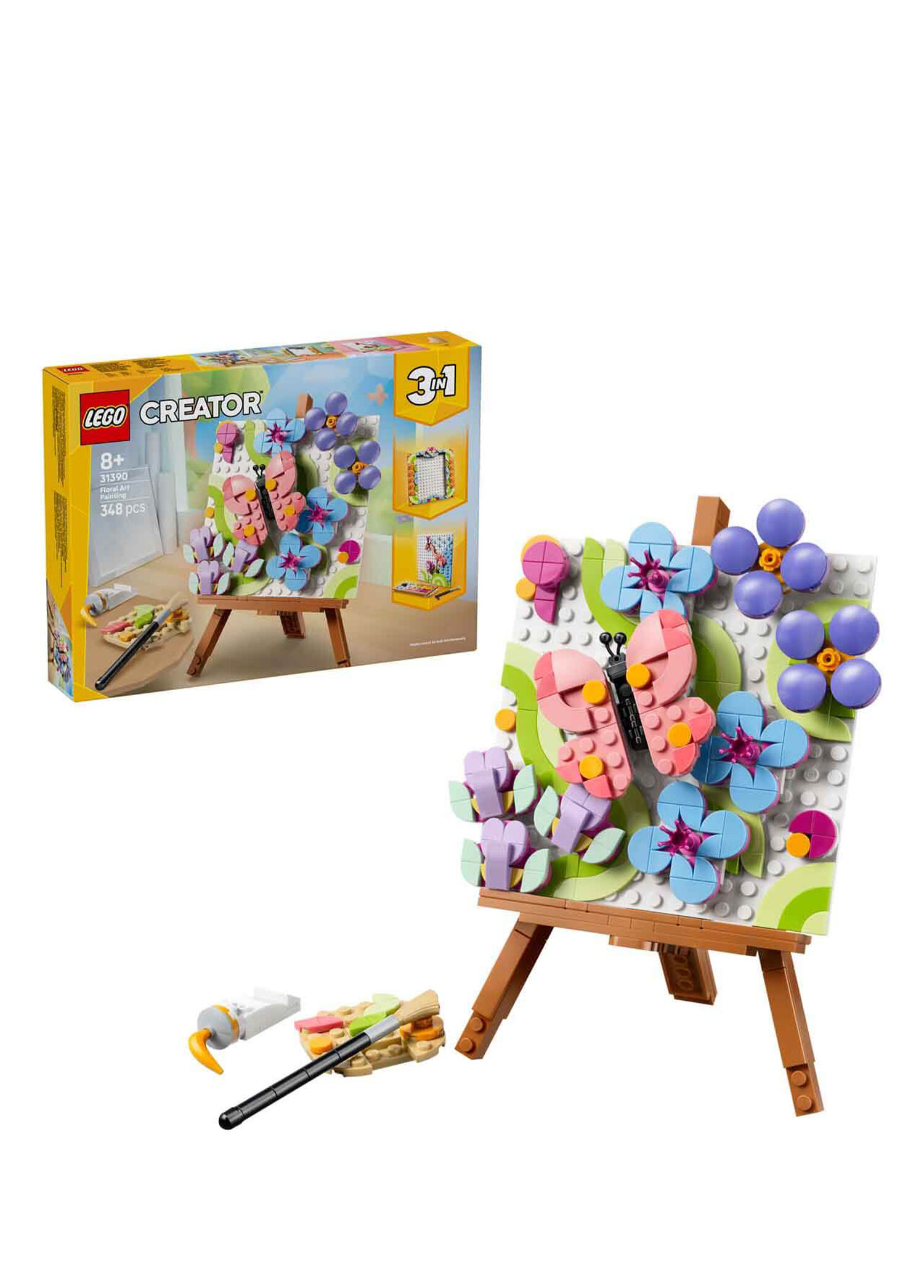 Lego - Creator 3-in-1 Floral Painting Ages 8+ 348-Piece Creative Toy Building Set Buildable as a Frame or Palette and Artwork