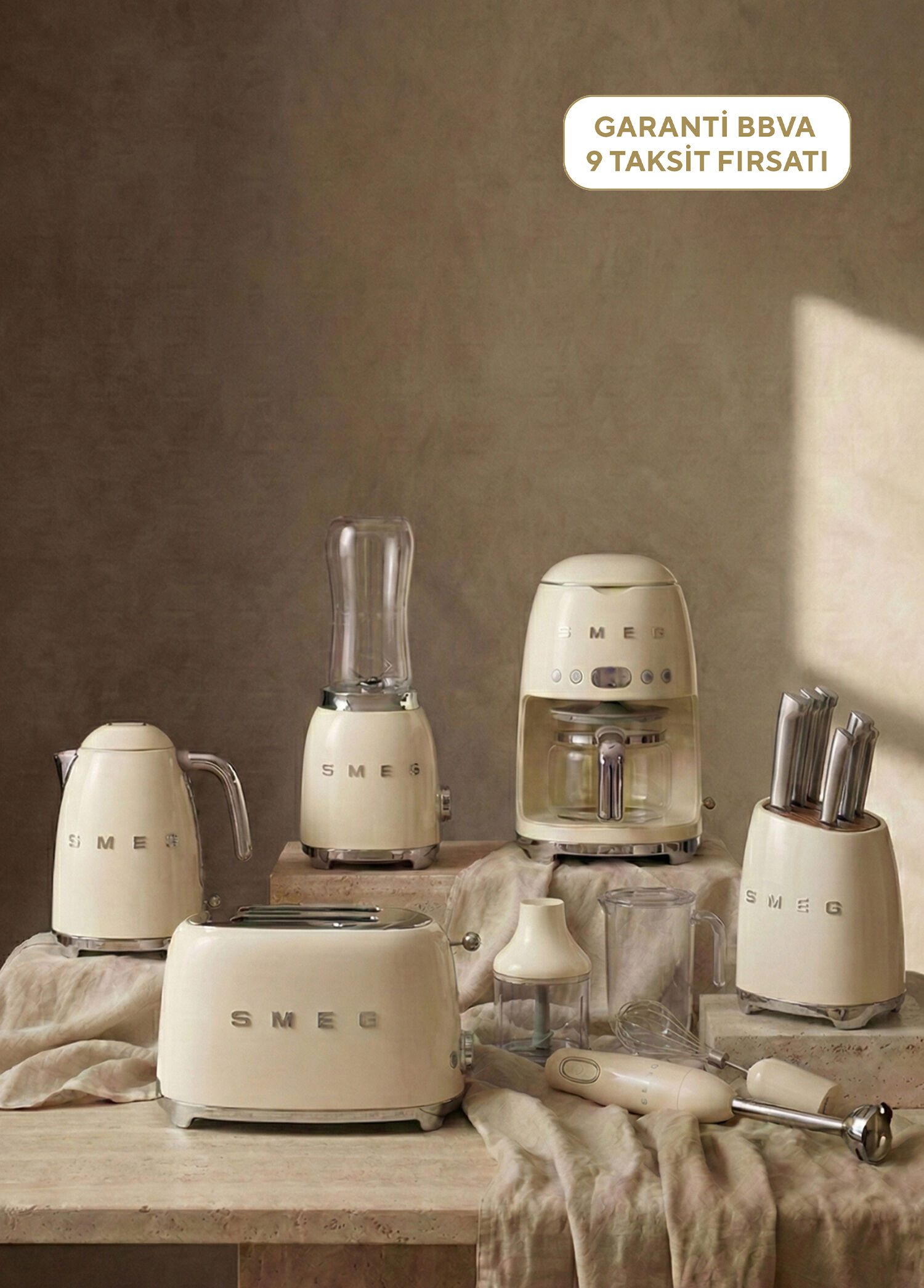 50's Style Bella Casa Krem 6 Parça Wedding Set