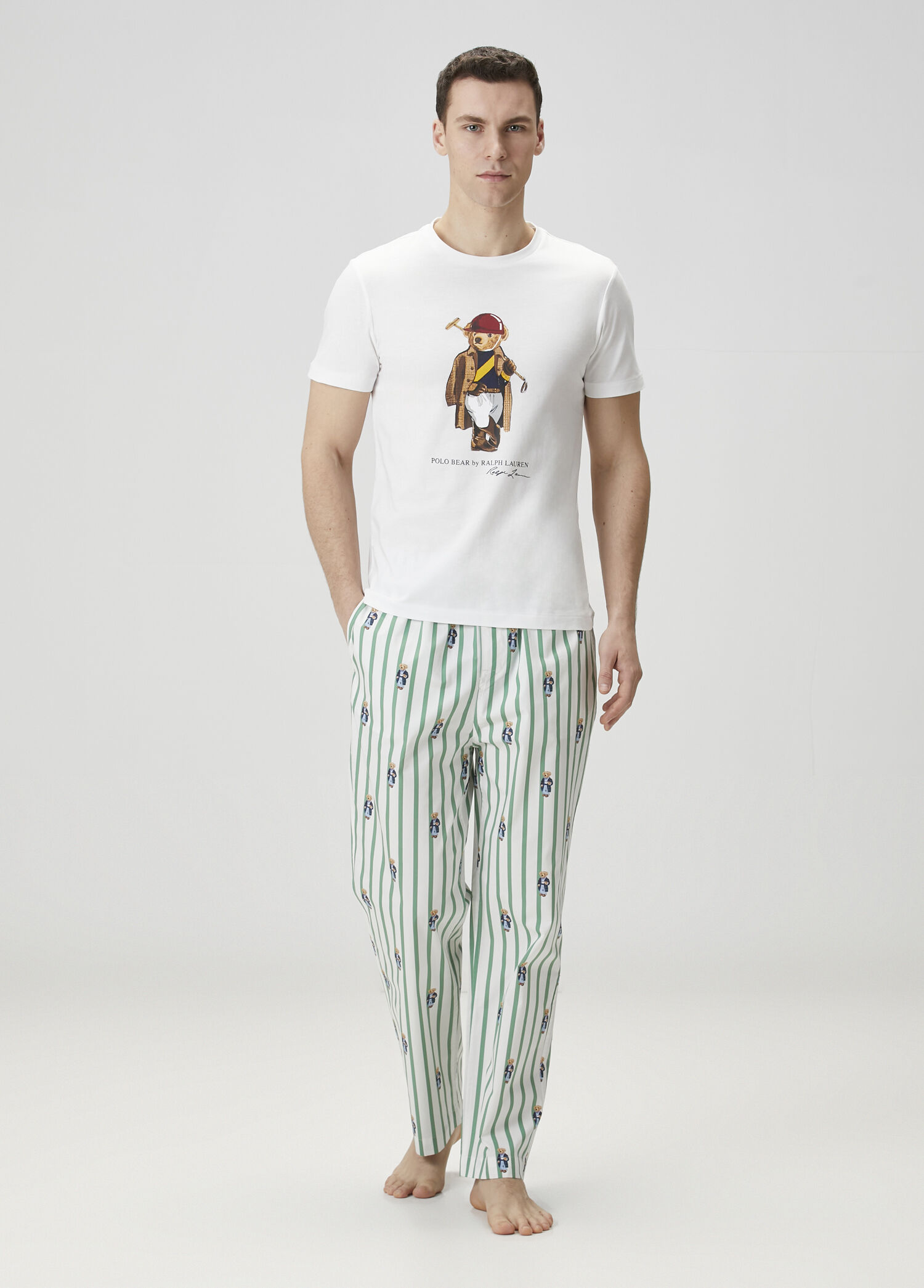 Polo Bear Yeşil Çizgili Pijama Altı