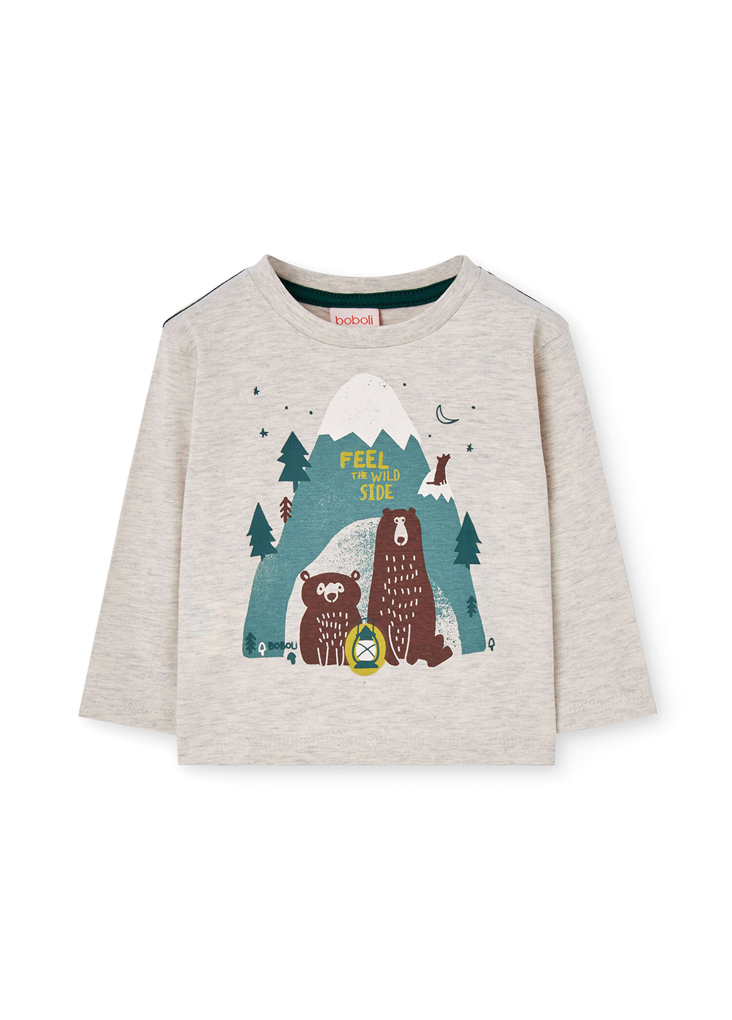 Ekru Hayvanlar Baskılı Uzun Kollu Erkek Çocuk T-Shirt