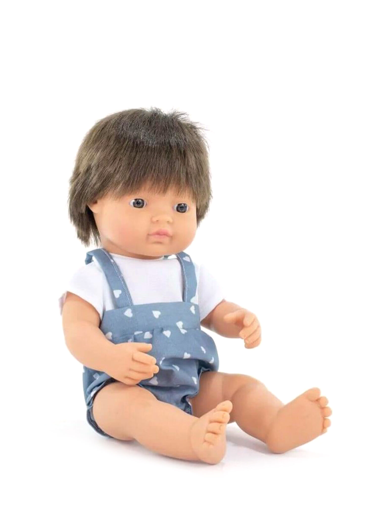 Kahverengi Saçlı Erkek Oyuncak Bebek 38 cm