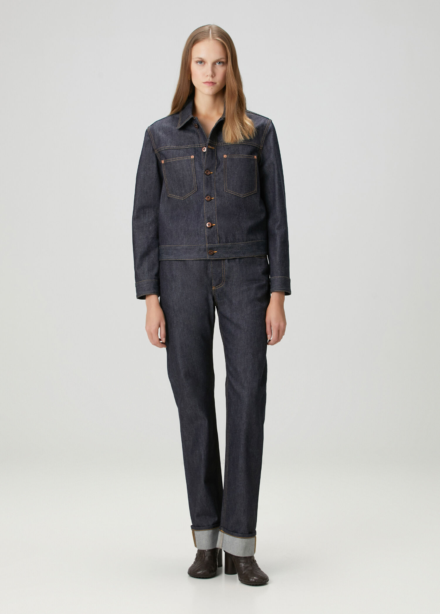 Lacivert Straight Leg Jean Pantolon