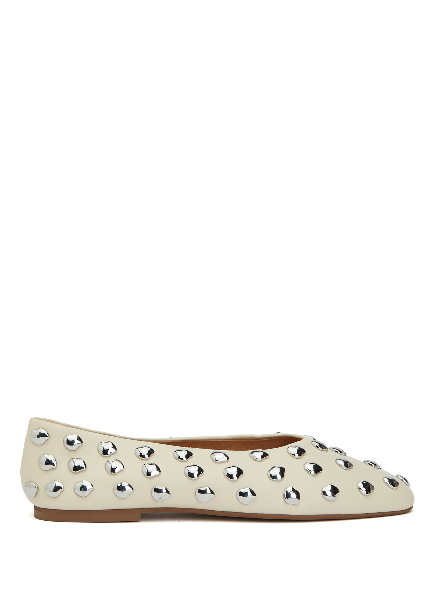 Off-White Stone Leather Ballet Flats