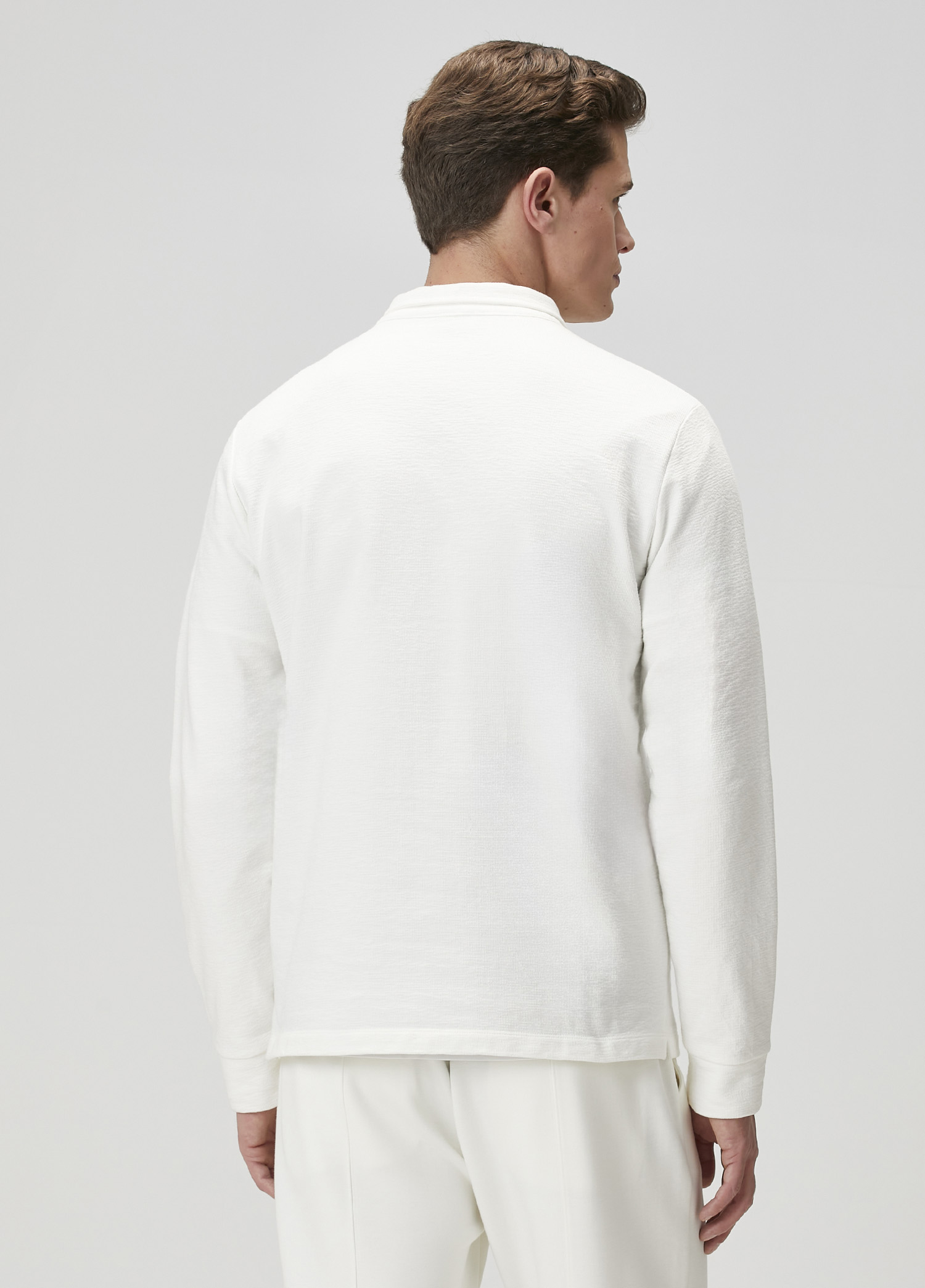 Kırık Beyaz Polo Yaka Sweatshirt_4