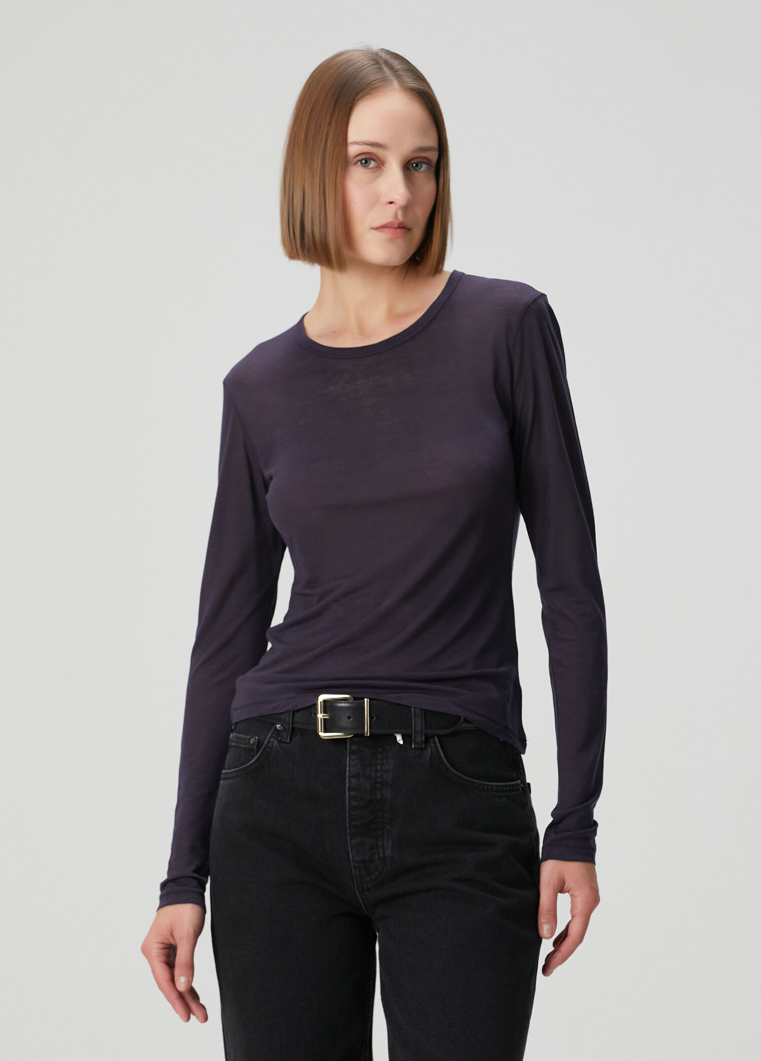 Sylvie Koyu Lacivert Uzun Kollu T-shirt