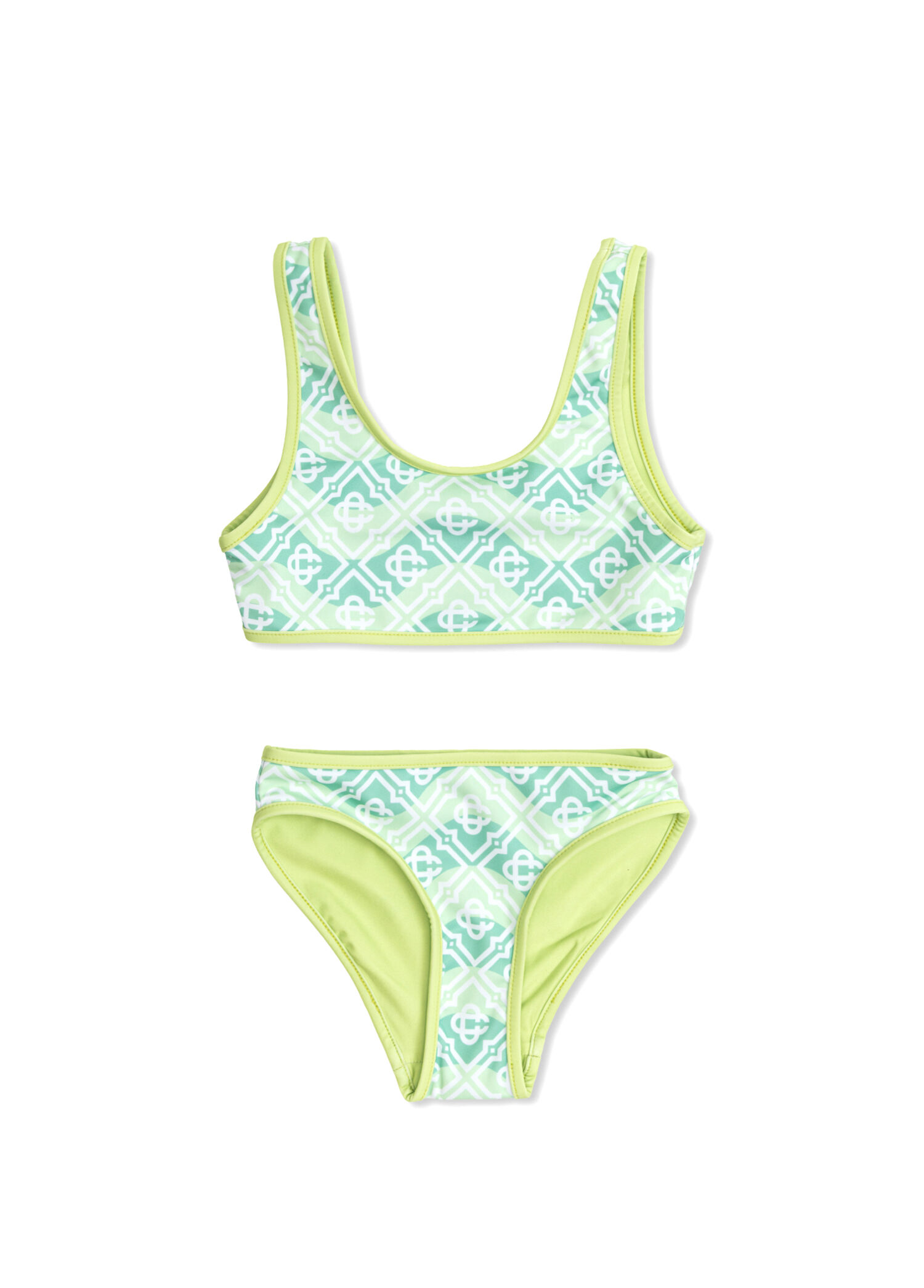 Çok Renkli Monogram Kız Çocuk Bikini Takımı